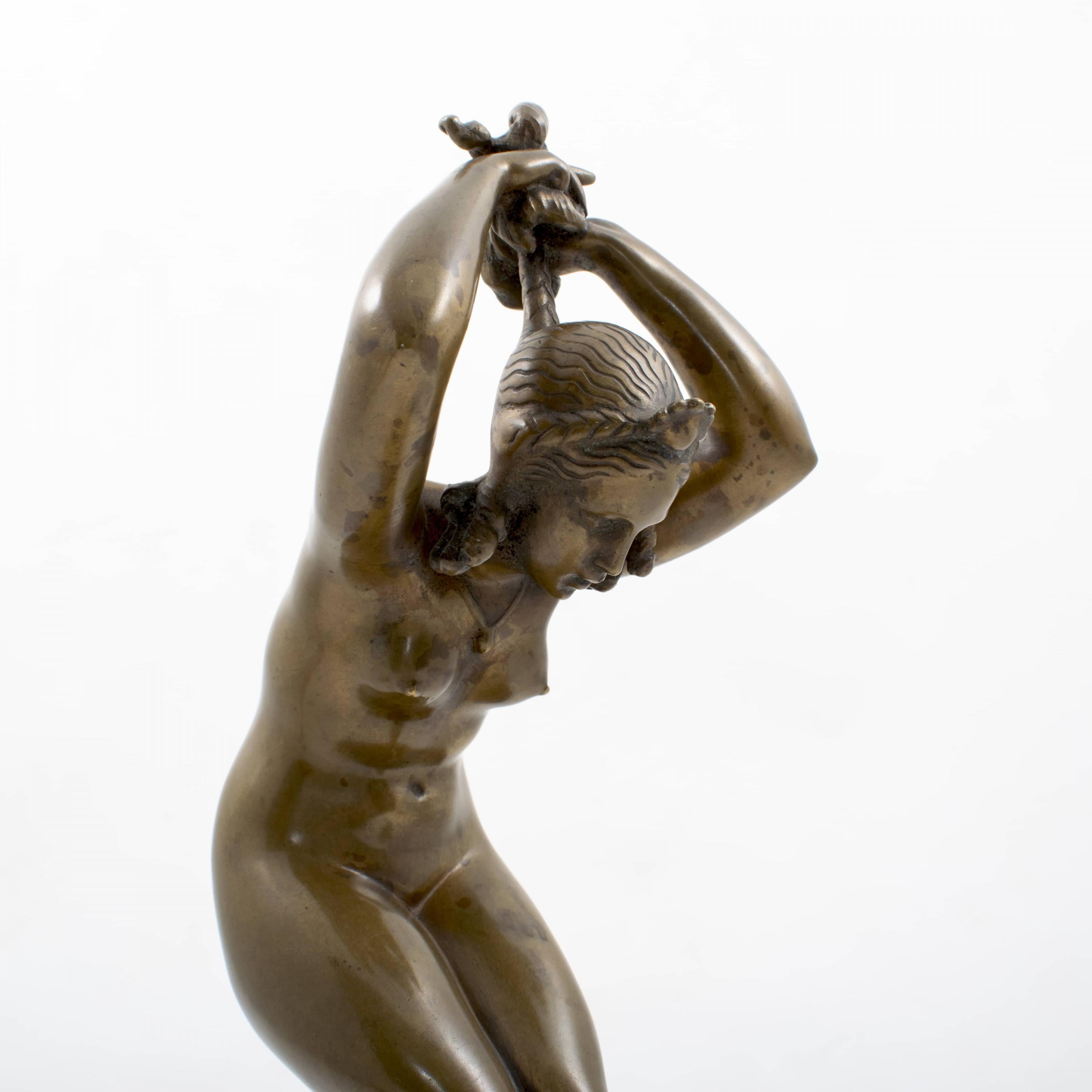 Jens Jacob Bregnø Art Deco Bronze Sculpture of Nude 1930's In Good Condition For Sale In Kastrup, DK