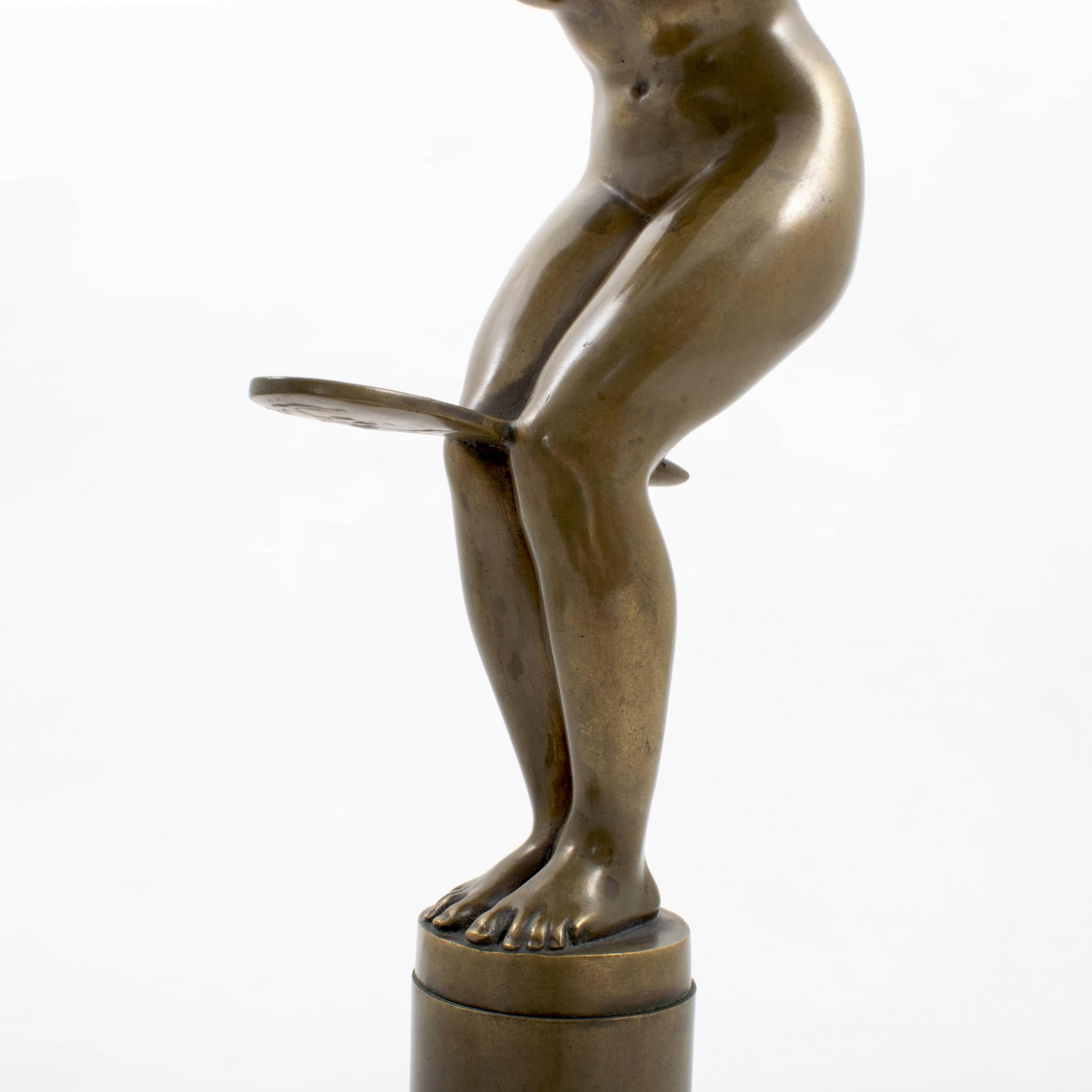 Jens Jacob Bregnø Art Deco Bronze Sculpture of Nude 1930's For Sale 1