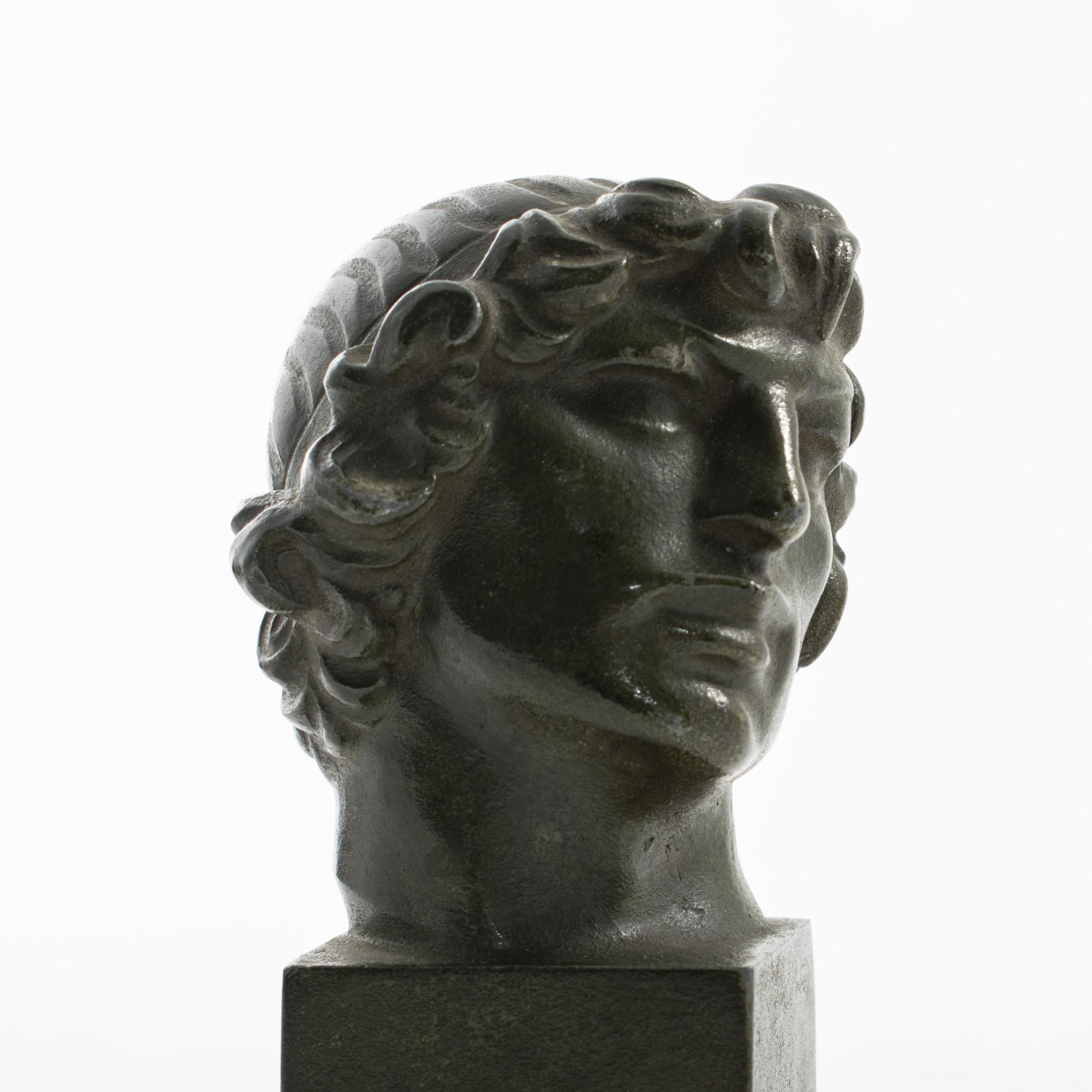 Early 20th Century Jens Jacob Bregnø, Bronze Head Sculpture