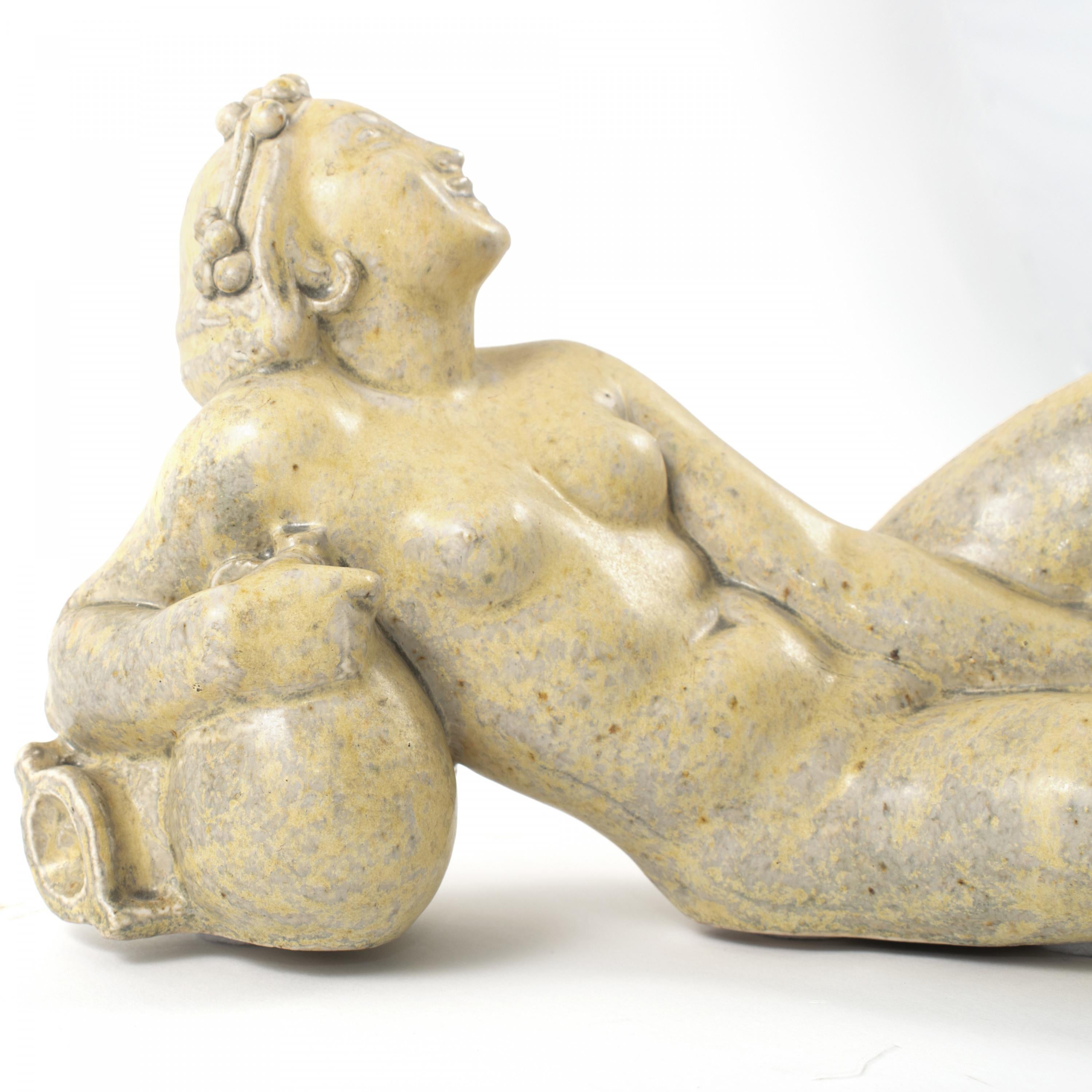 Modern Jens Jacob Bregnø, Nude Woman Stoneware Sculpture For Sale
