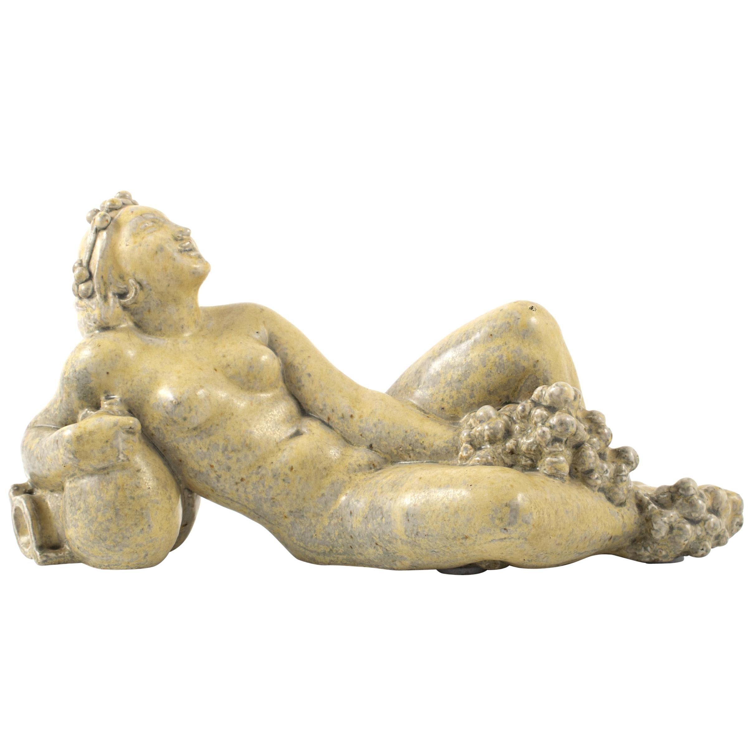 Jens Jacob Bregnø, Nude Woman Stoneware Sculpture For Sale