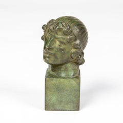 Jens Jacob Bregnø Signed Bronze Faun Head Sculpture