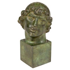 Jens Jacob Bregnø Signed Bronze Faun Head Sculpture
