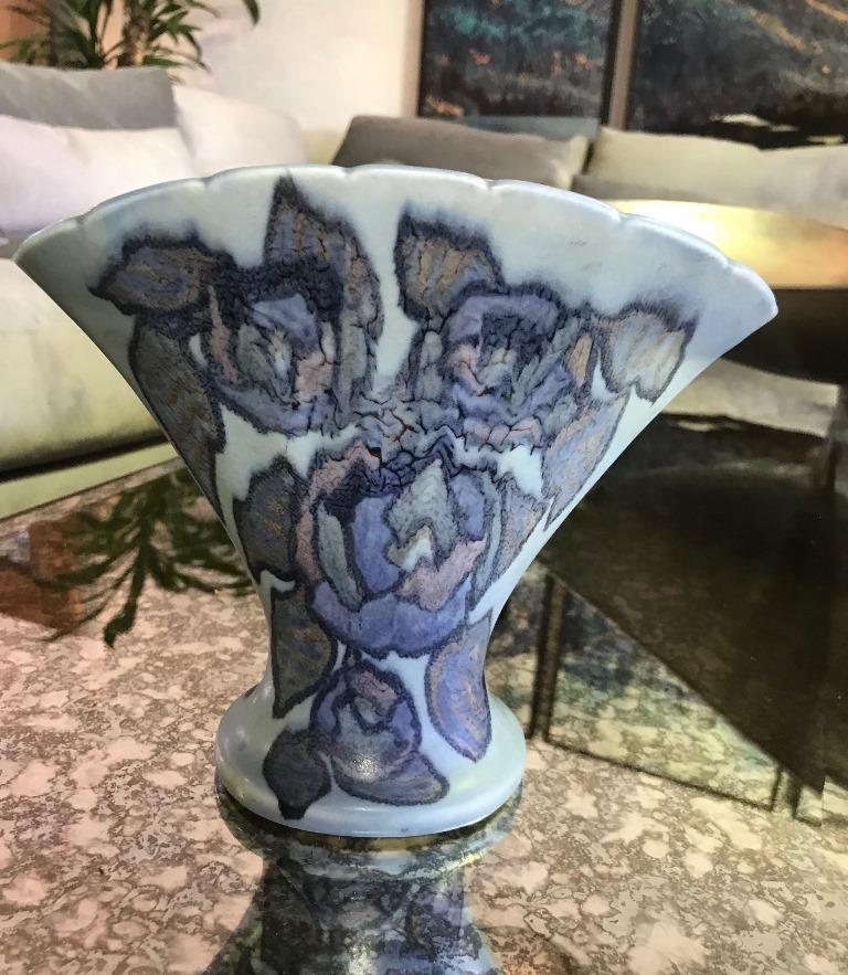 Jens Jensen Signed Rookwood Pottery Fan Vase Vessel 1