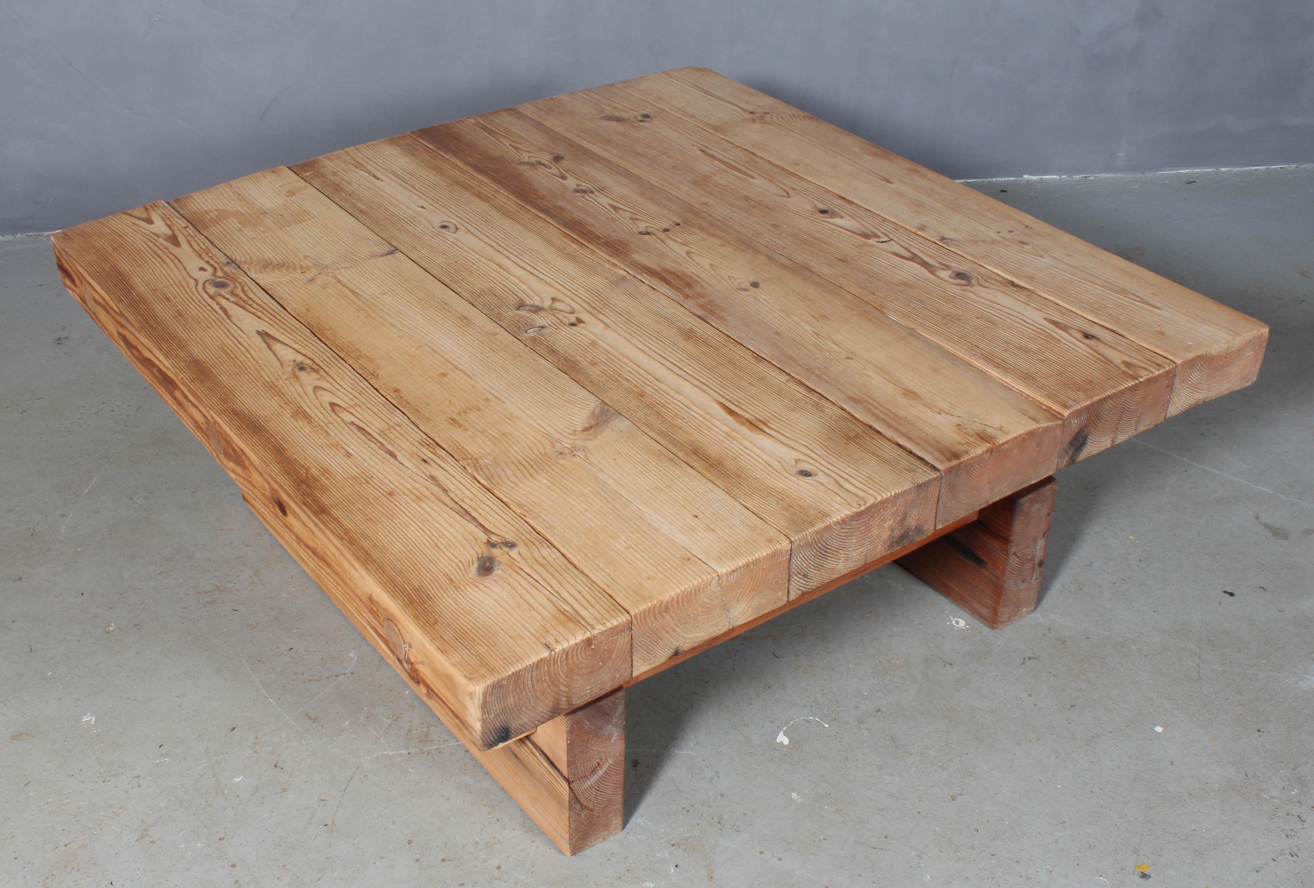 Jens Lyngsøe for Havdrup Trævarefabrik, coffee table made of Pomeranian pine. 

Made of old torn down buildings like the blue and yellow warehouse in Copenhagen, dated to around year 1700.