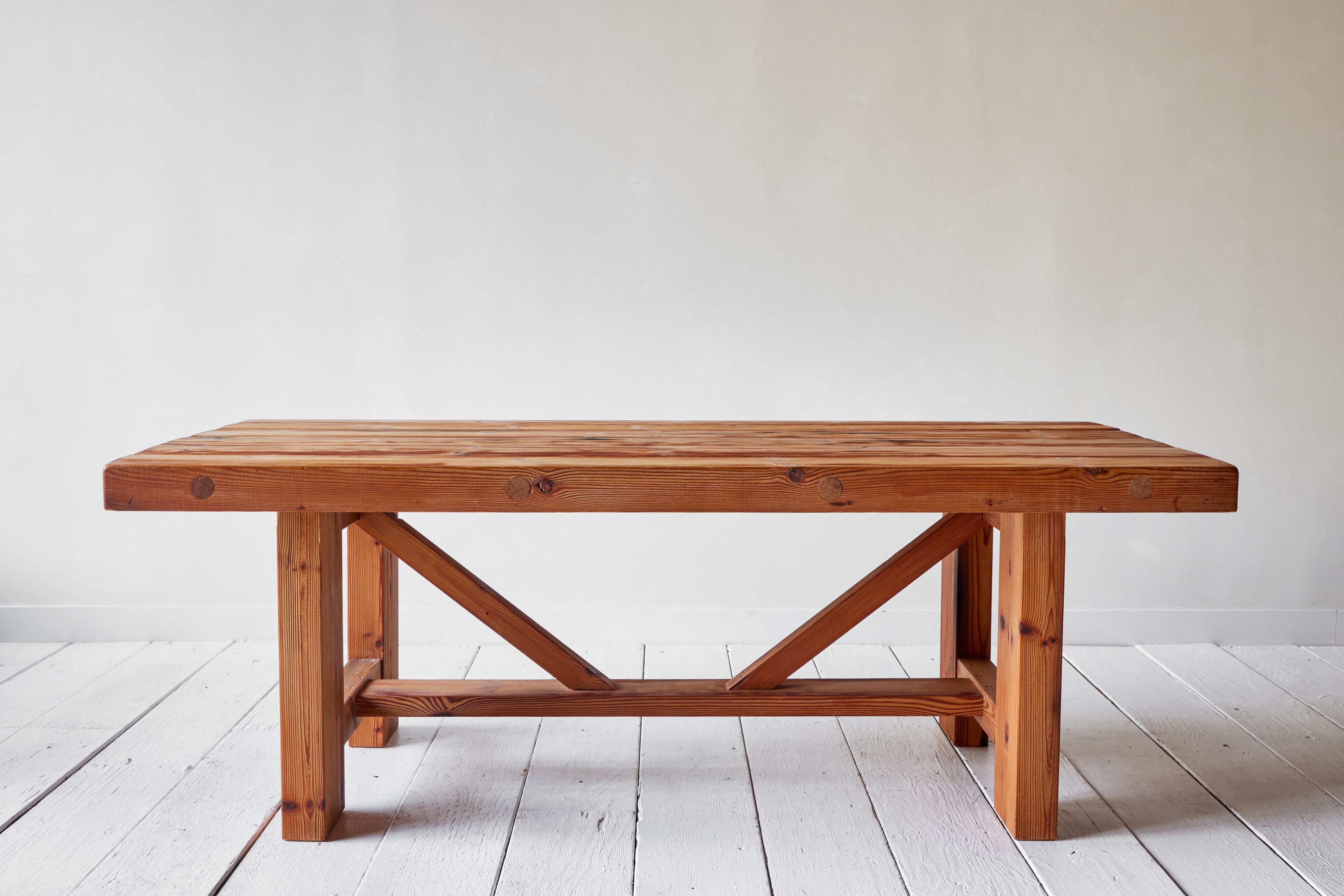 Brutalist dining table circa 1980s attributed to Danish designer Jens Lynsgoe.