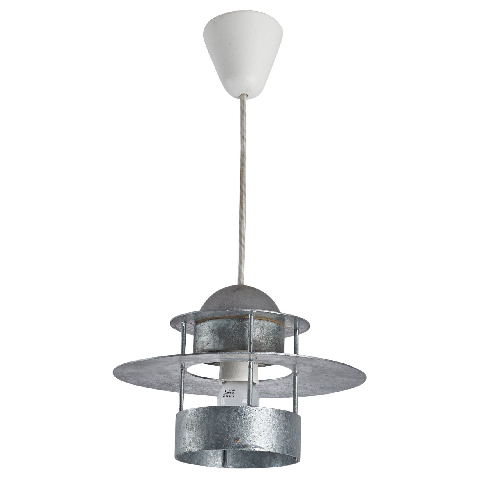 Jens Møller-Jensen, lampe suspendue, acier galvanisé, Danemark, 1963