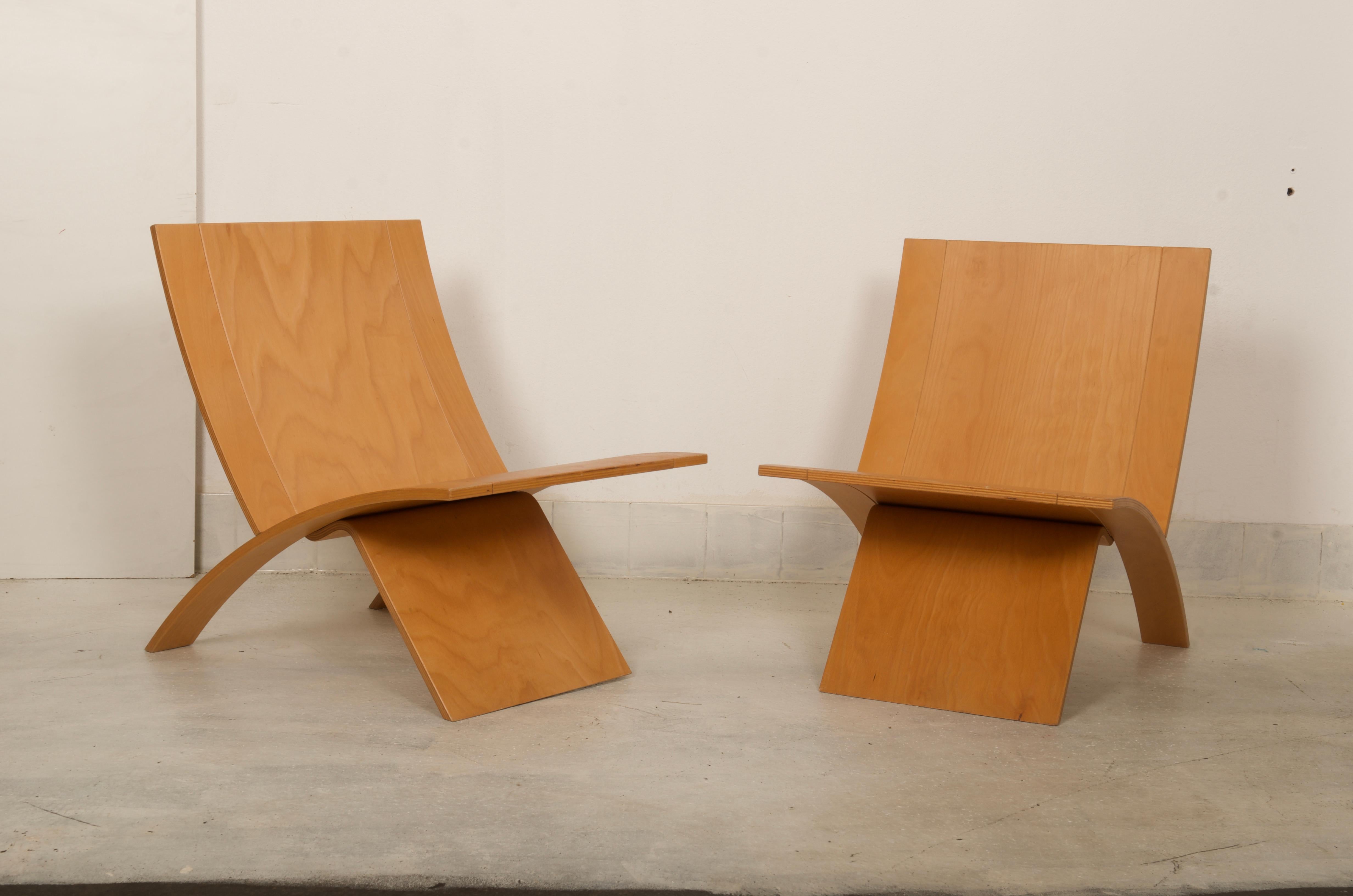 Mid-20th Century Jens Nielsen Laminex Plywood Lounge Chairs Westnofa For Sale