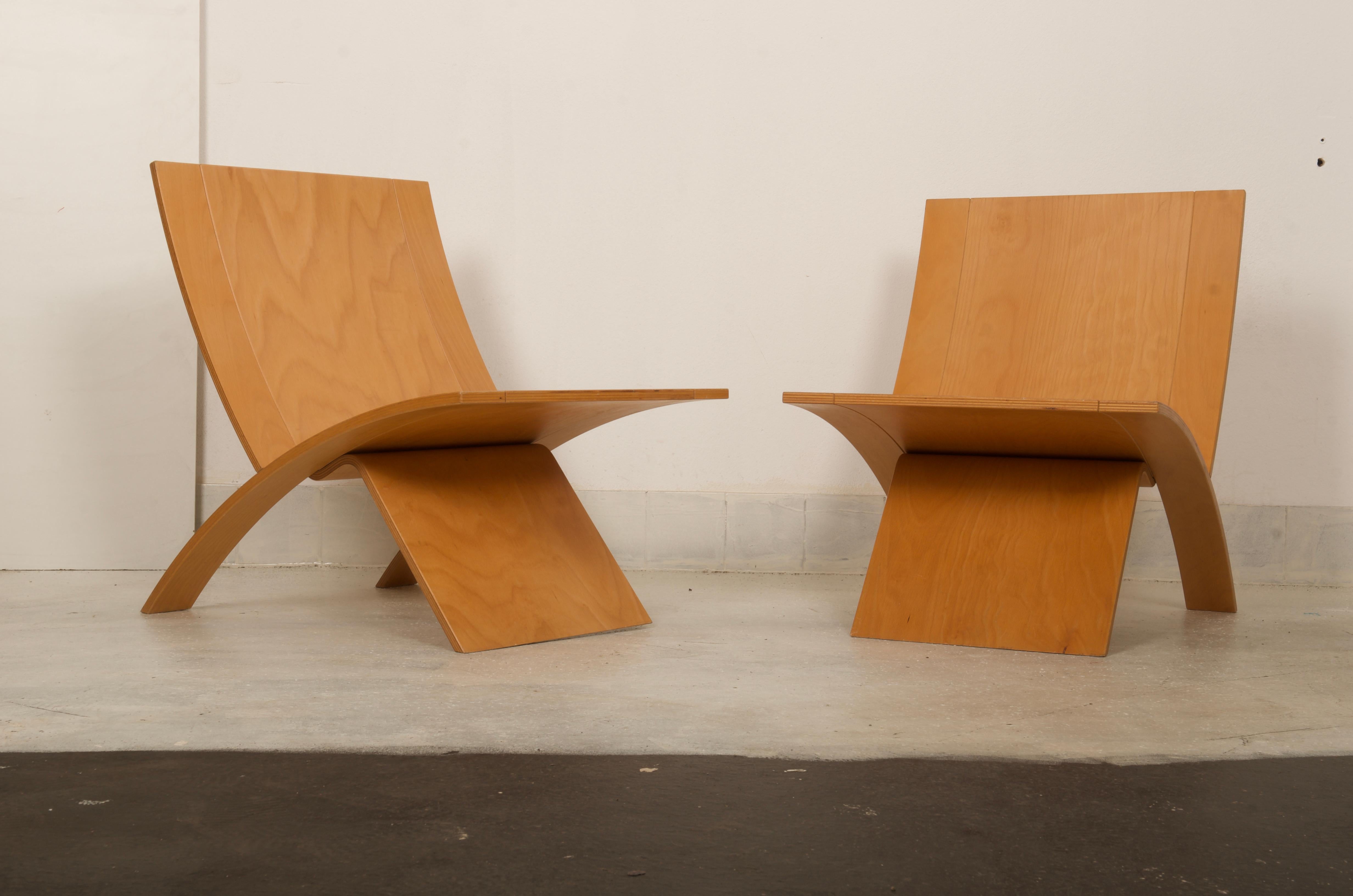 Beech Jens Nielsen Laminex Plywood Lounge Chairs Westnofa For Sale
