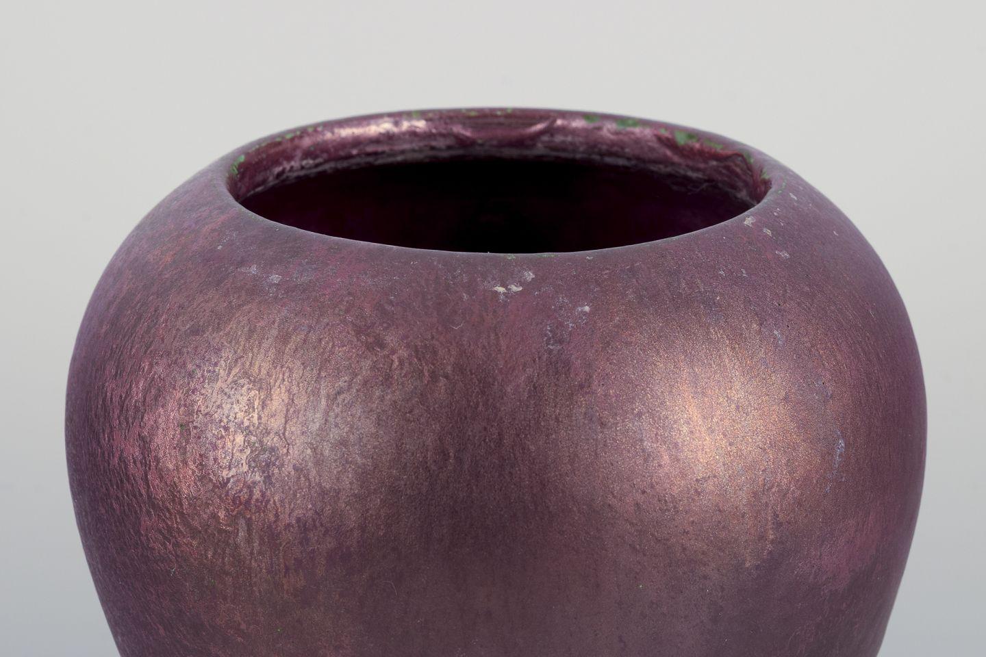 Glazed Jens Petersen, Danish ceramicist. Vase in matte and shiny glaze, ca. 1920 For Sale