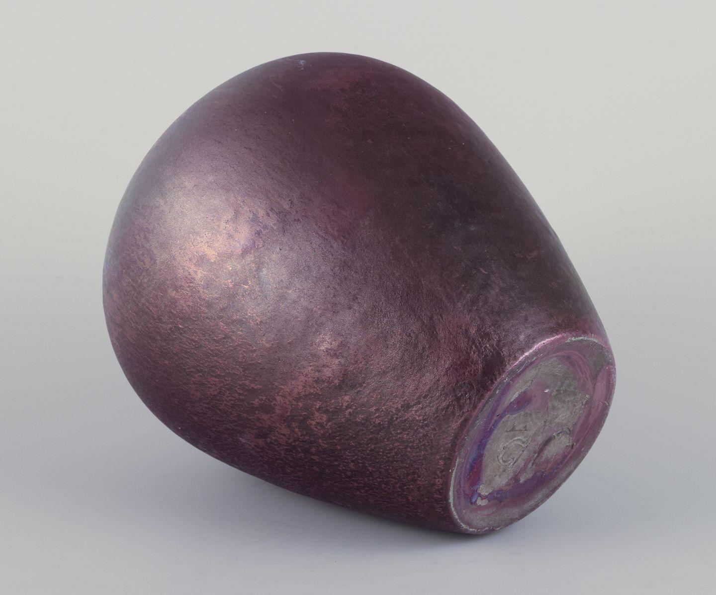 Early 20th Century Jens Petersen, Danish ceramicist. Vase in matte and shiny glaze, ca. 1920 For Sale