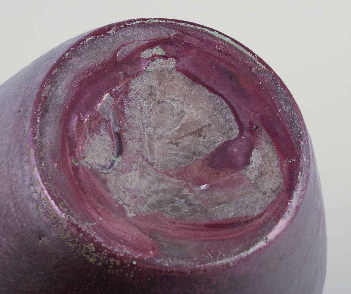 Ceramic Jens Petersen, Danish ceramicist. Vase in matte and shiny glaze, ca. 1920 For Sale