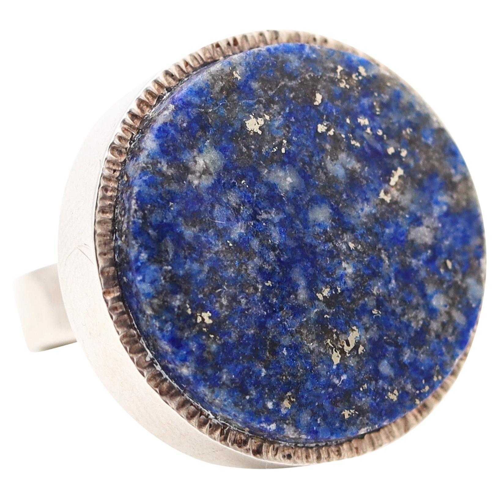 JENS POUL ASBY 1970 Denmark Sculptural Cocktail Ring In .925 Sterling
Sodalite