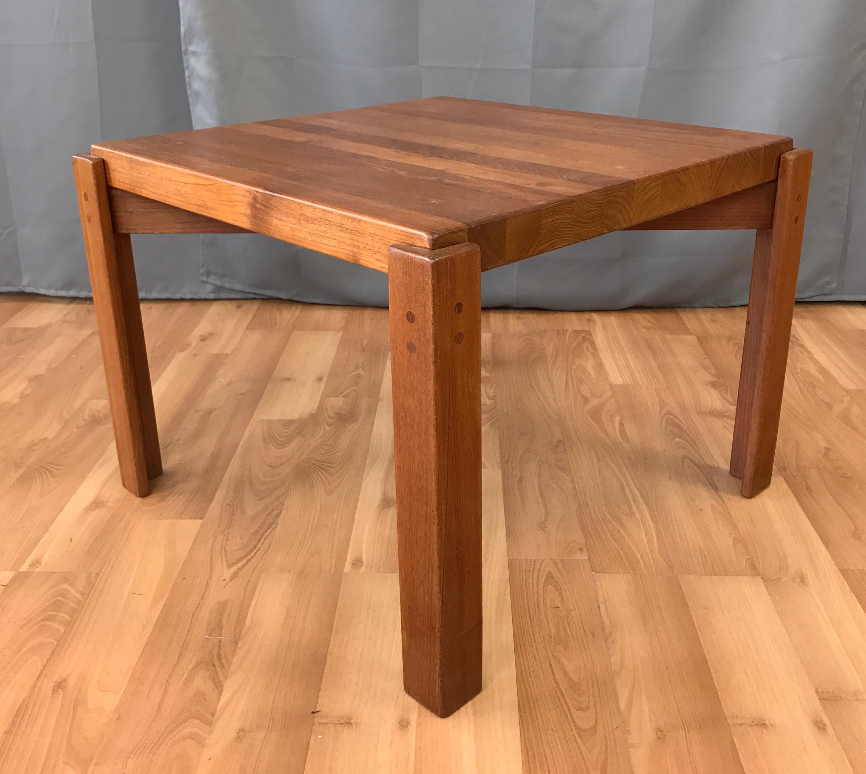 Swedish Jens Quistgaard Attributed Solid Teak End Table w/Reversible Butcher Block Top For Sale