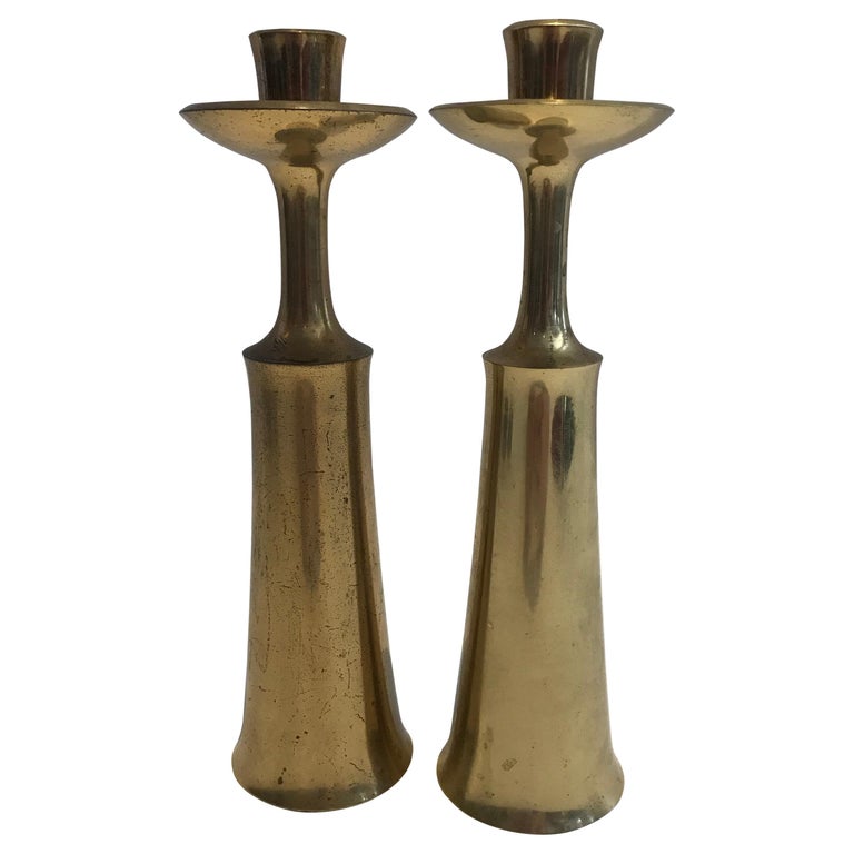 Jens Harald Quistgaard for Dansk Designs Pair of Brass Candlesticks For  Sale at 1stDibs