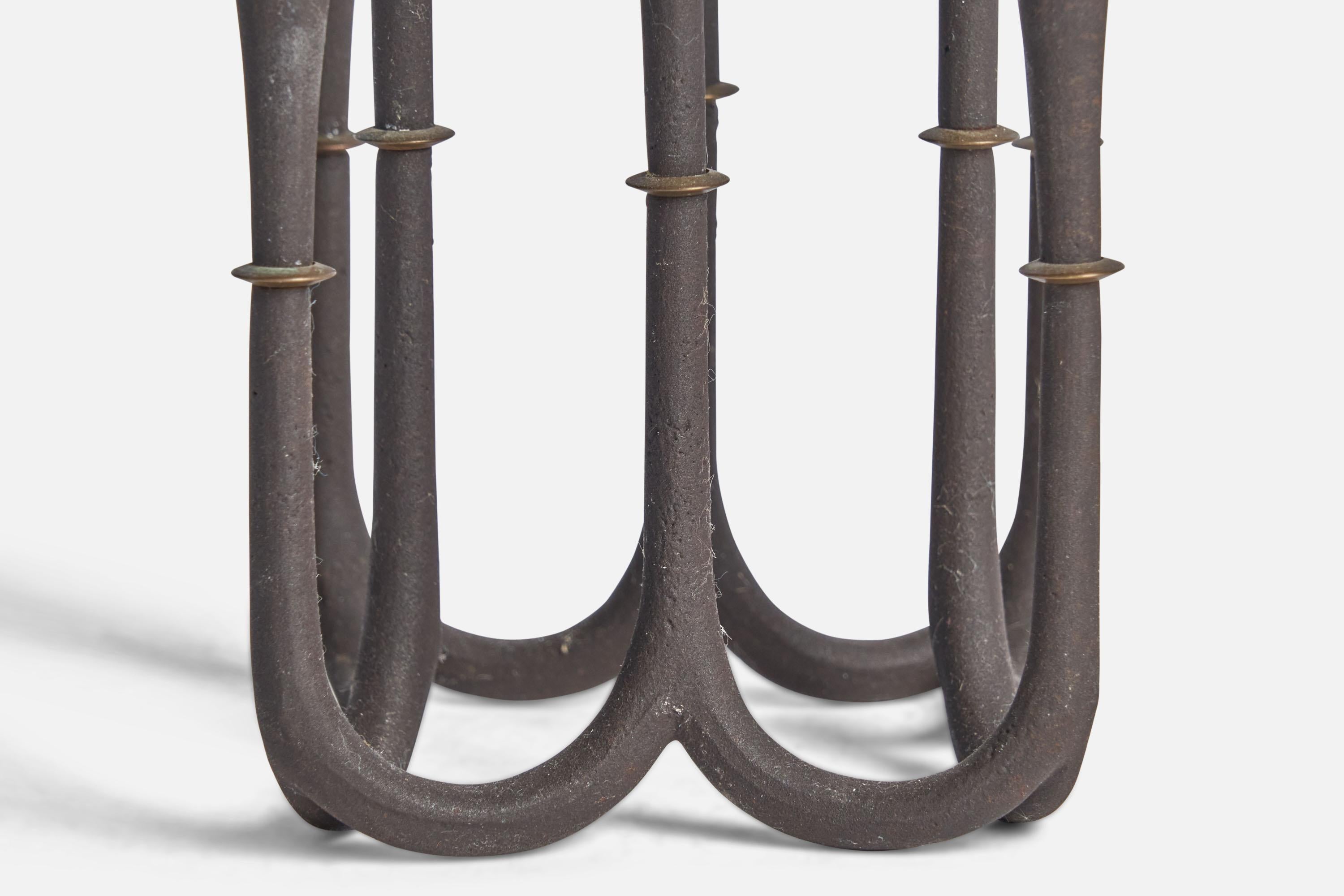 Mid-20th Century Jens Quistgaard, Candelabra, Cast Iron, Brass, Denmark, 1950s For Sale