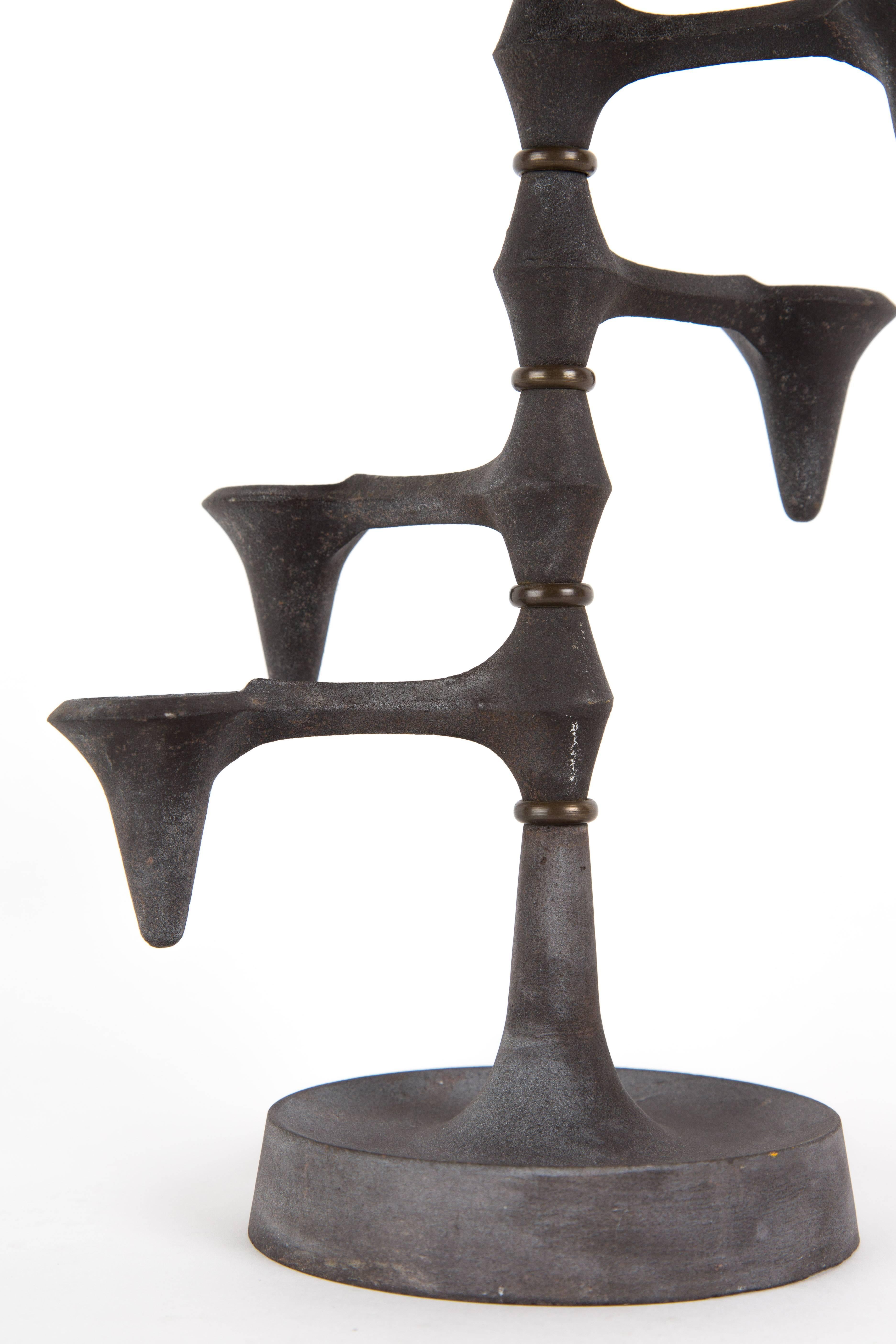 Jens Quistgaard Candleholder Danish Seven Arms Cast Iron In Good Condition For Sale In LA Arnhem, NL