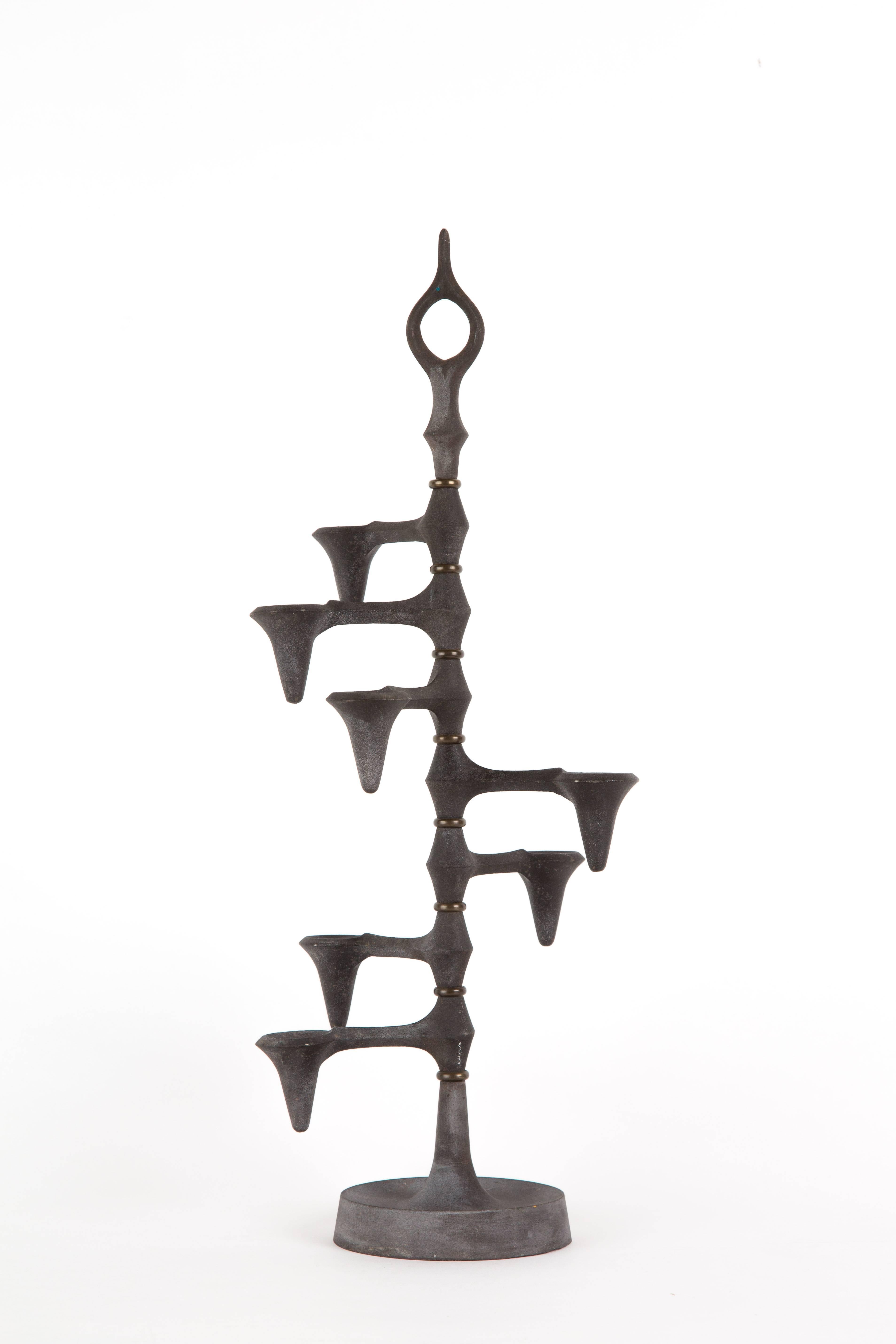 Jens Quistgaard Candleholder Danish Seven Arms Cast Iron For Sale 1