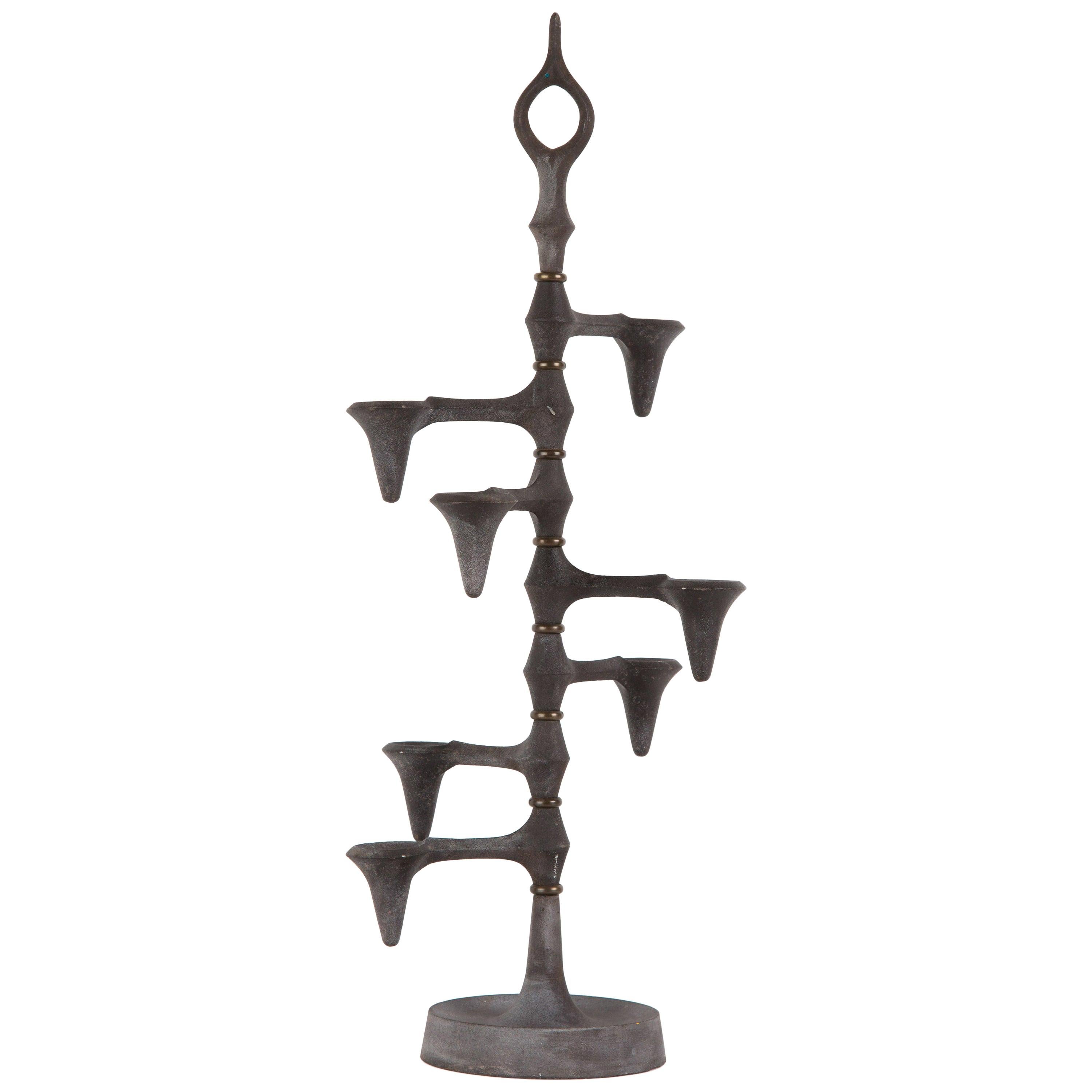 Jens Quistgaard Candleholder Danish Seven Arms Cast Iron For Sale