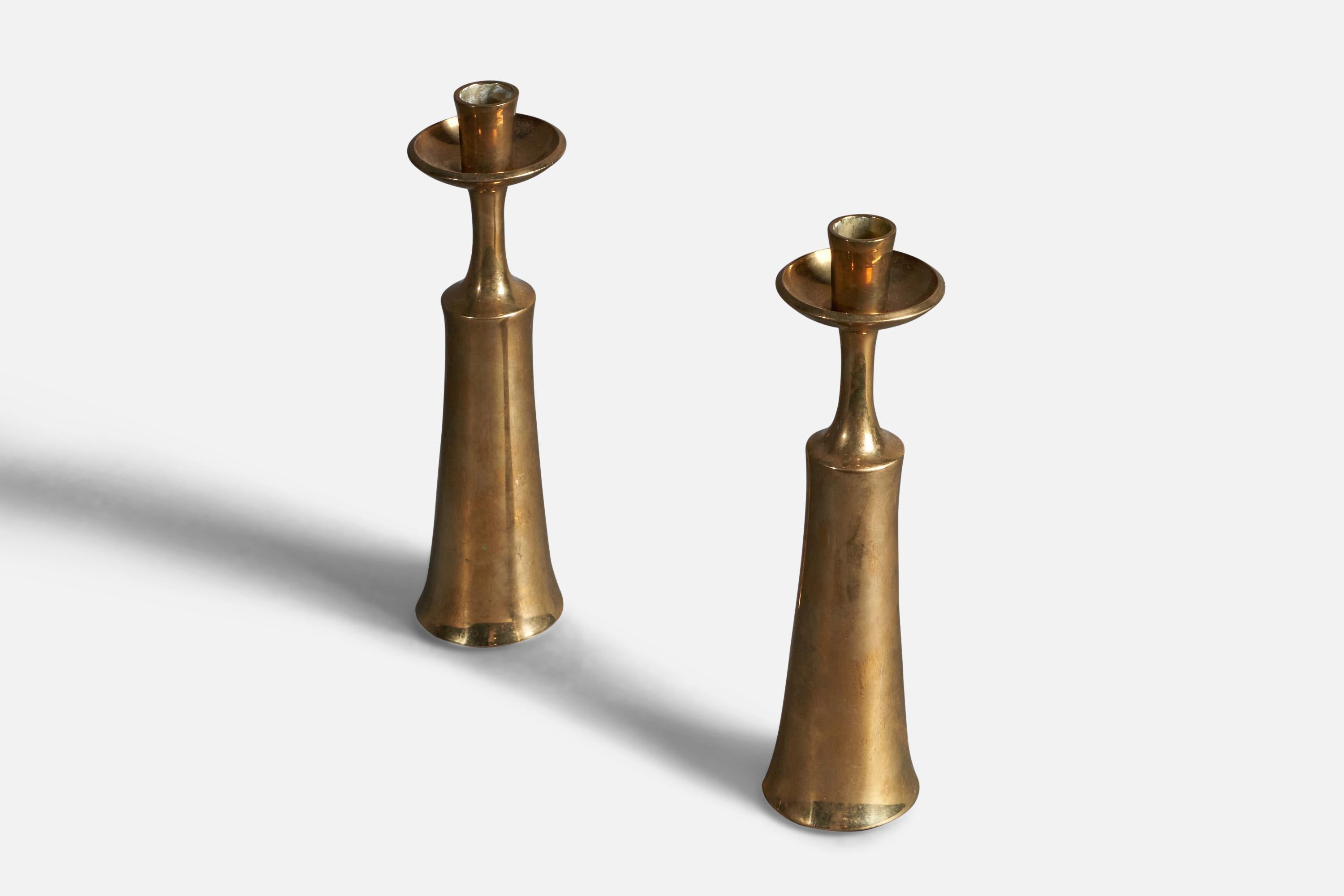 Jens Quistgaard, Candlesticks, Brass, Denmark, 1950s In Good Condition For Sale In High Point, NC