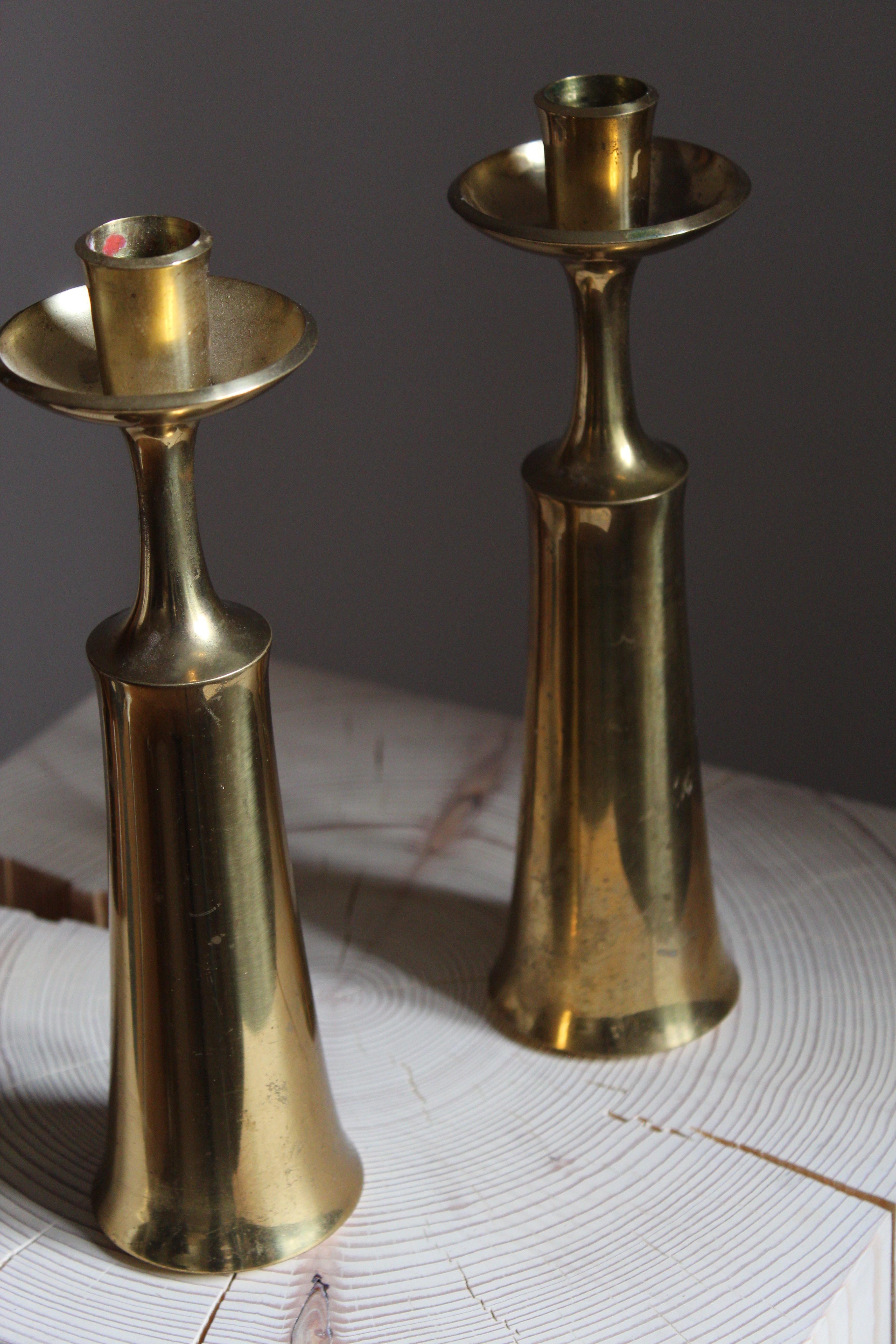 Danish Jens Quistgaard, Candlesticks or Candleholders, Brass, Denmark, 1950s