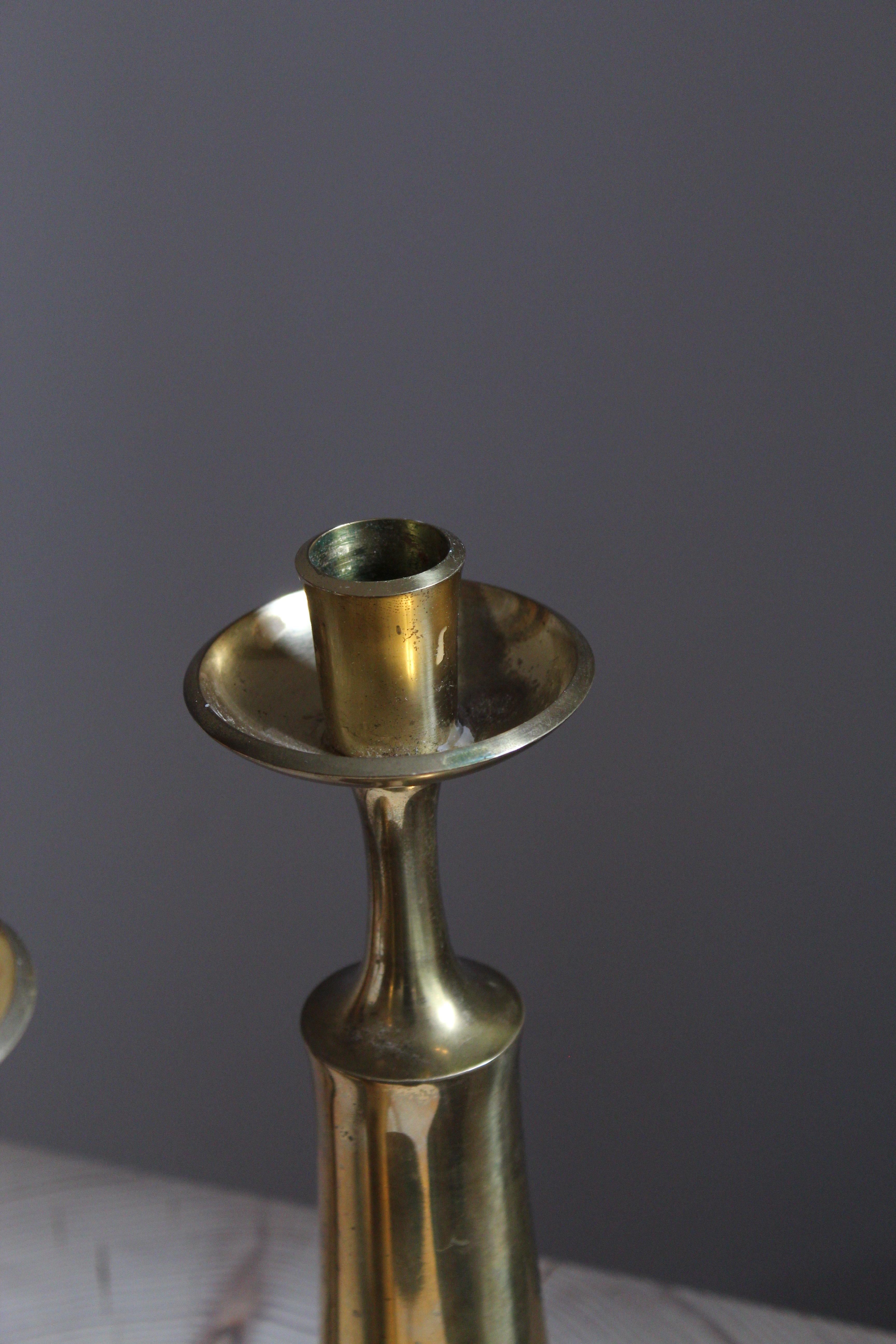 Jens Quistgaard, Candlesticks or Candleholders, Brass, Denmark, 1950s In Good Condition In High Point, NC