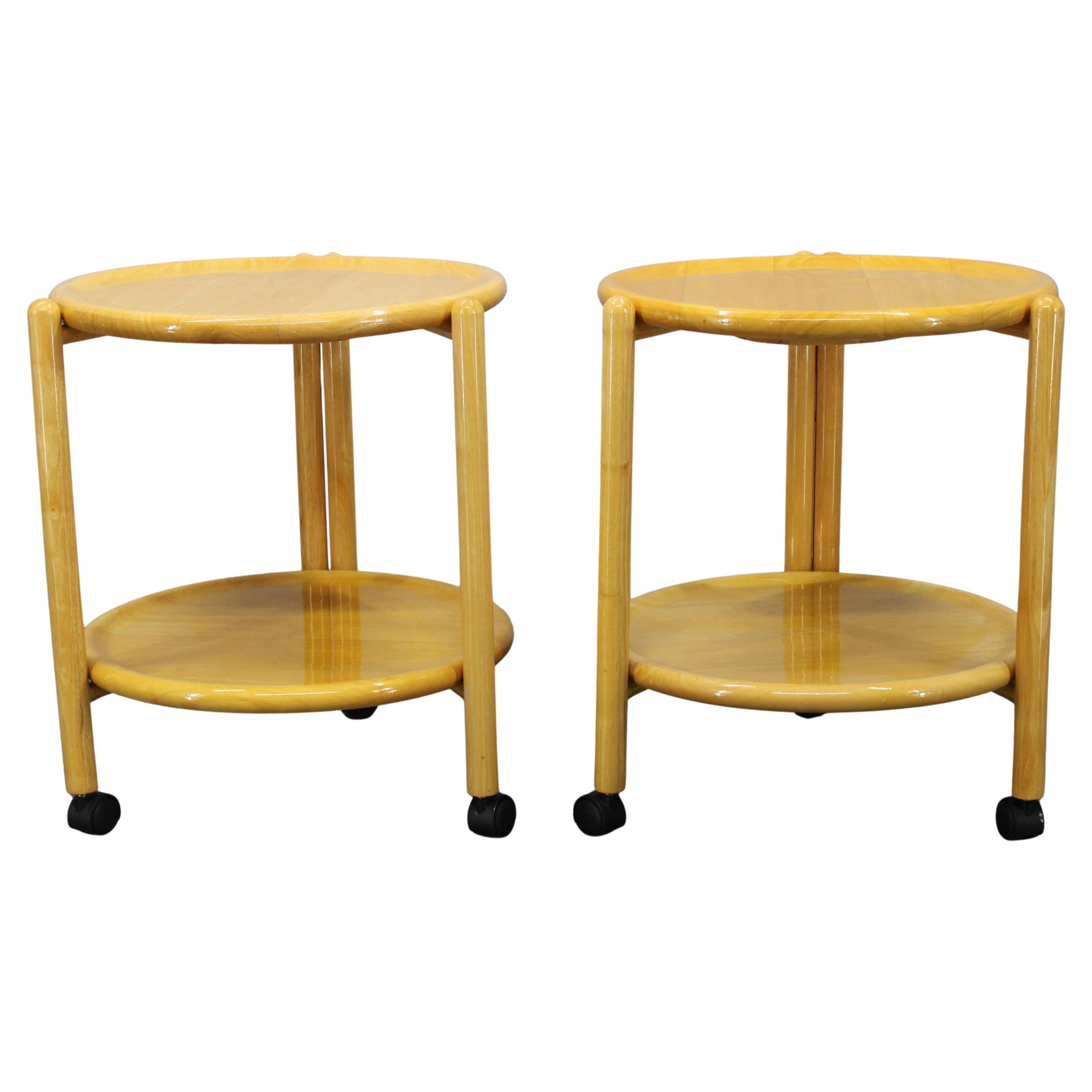 Jens Quistgaard Danish Birch 2-Tier Round Trolley Lazy Susan, 1970s For Sale