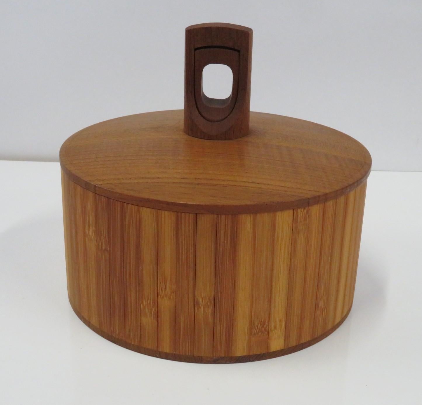 Scandinavian Modern Jens Quistgaard Danish Modern Two Woods Bamboo Teak Ice Bucket Dansk Designs