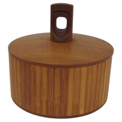 Jens Quistgaard Danish Modern Two Woods Bamboo Teak Ice Bucket Dansk Designs