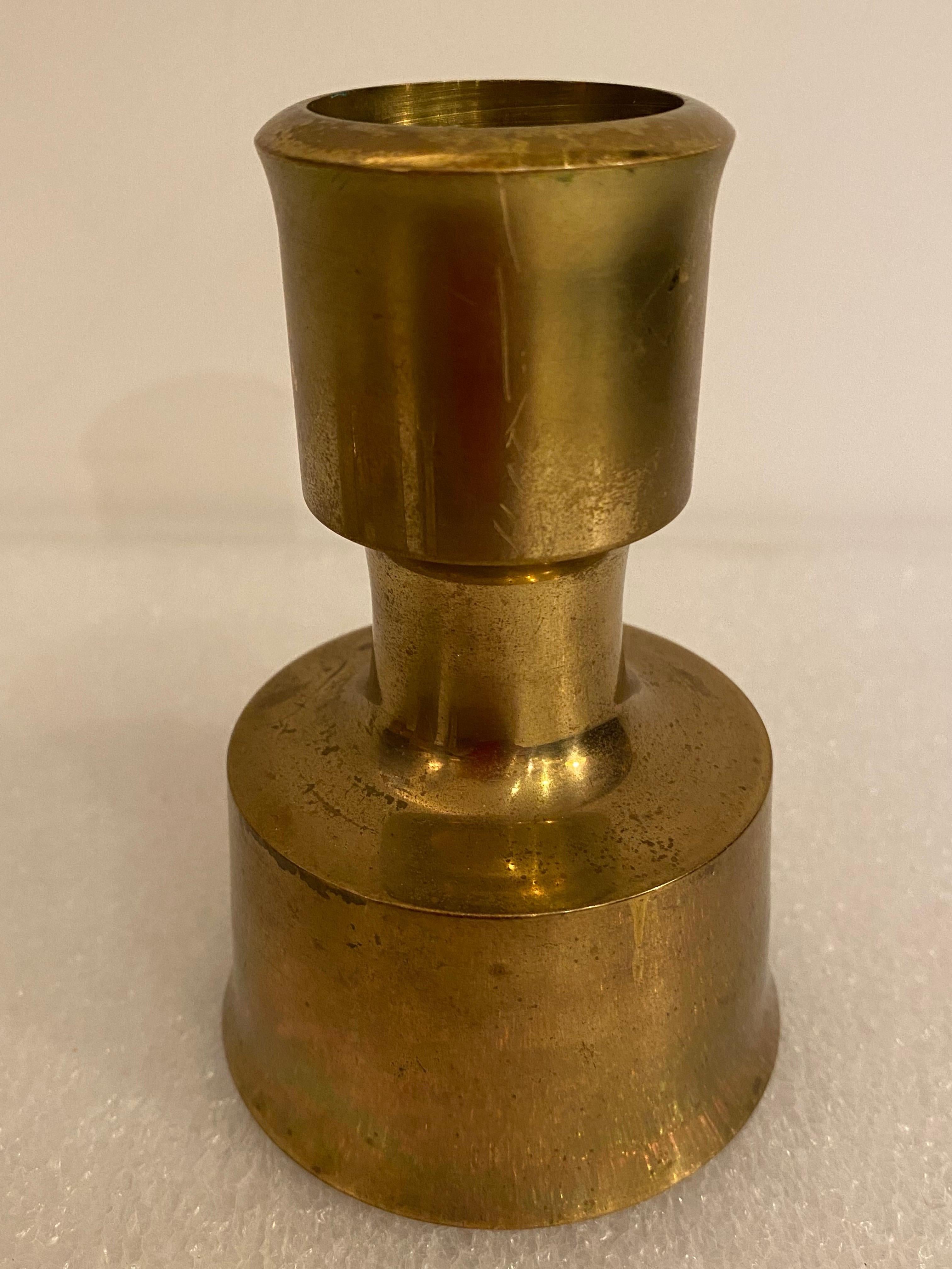 Jens Quistgaard Dansk Brass Candlesticks In Good Condition For Sale In Philadelphia, PA