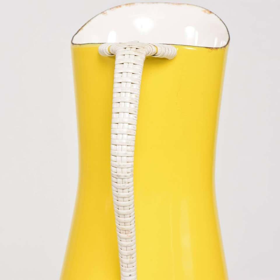 Scandinavian Modern Jens Quistgaard Dansk Designs Sunny Yellow Enamel Pitcher 1960s Denmark