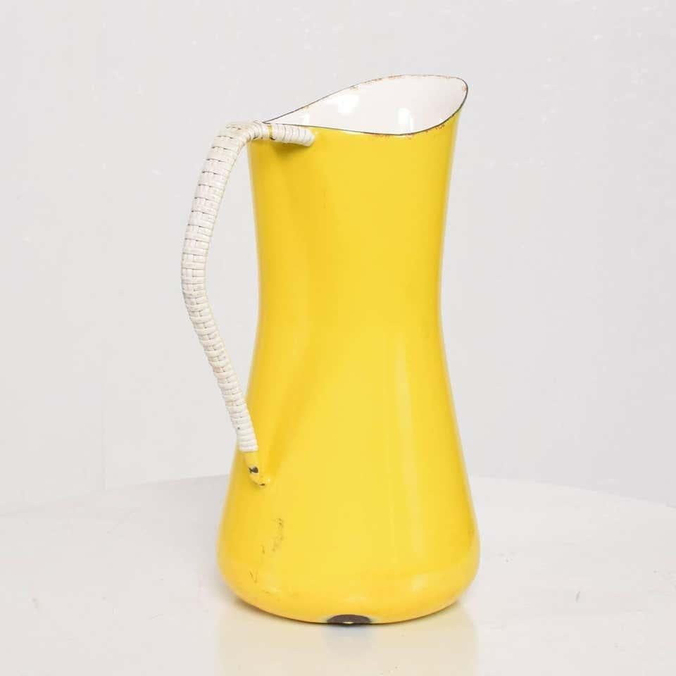 Danish Jens Quistgaard Dansk Designs Sunny Yellow Enamel Pitcher 1960s Denmark
