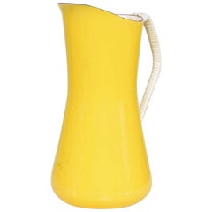 Retro Jens Quistgaard Dansk Designs Sunny Yellow Enamel Pitcher 1960s Denmark