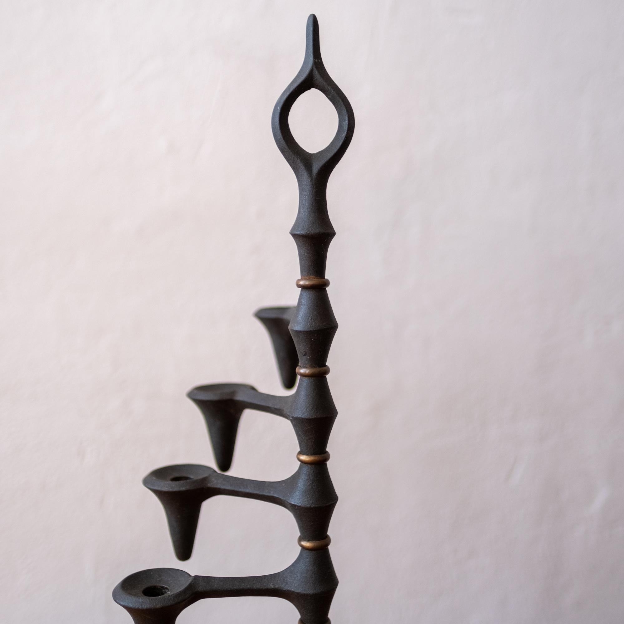 Jens Quistgaard Dansk Iron and Brass Candleabra In Good Condition In San Diego, CA