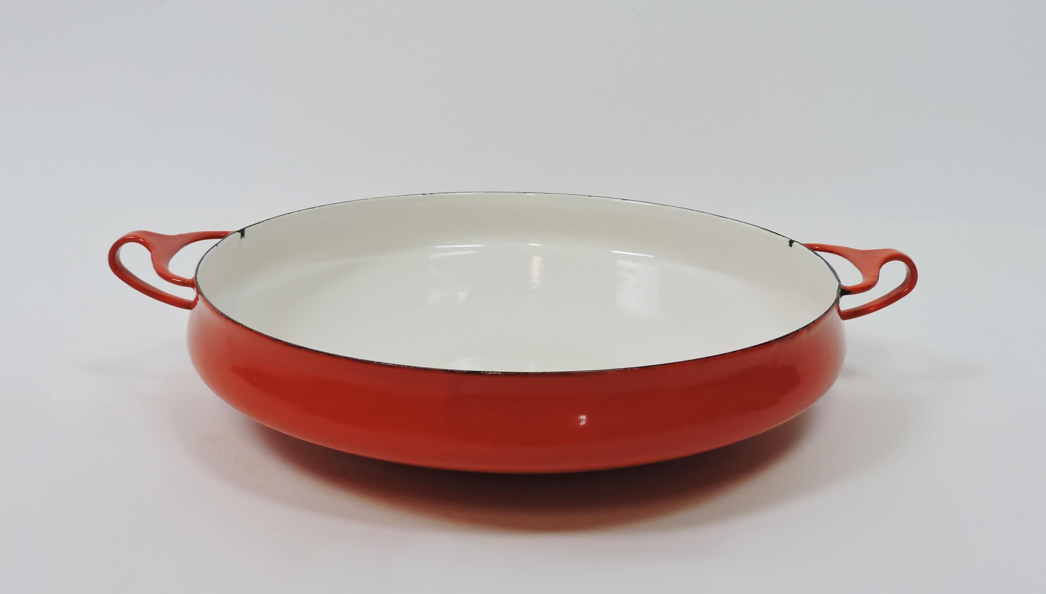 Mid-20th Century Jens Quistgaard Dansk Kobenstyle Red Enamel Paella Pan Made in Denmark