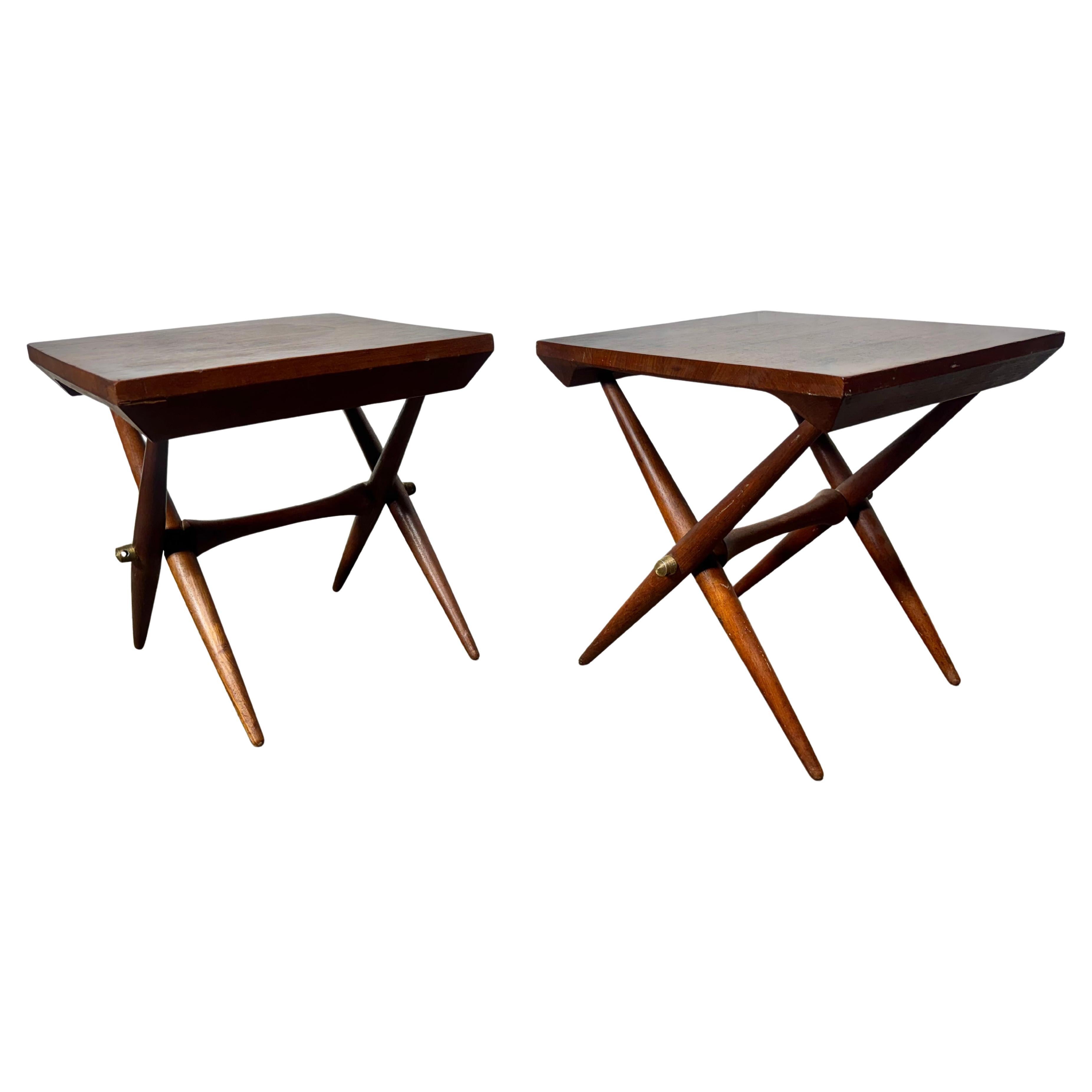Jens Quistgaard / Dansk X-base End Tables.. Classic Scandinavian Design For Sale