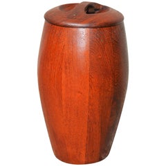 Jens Quistgaard Early 1950s Staved Teak Ice Bucket with Locking Lid