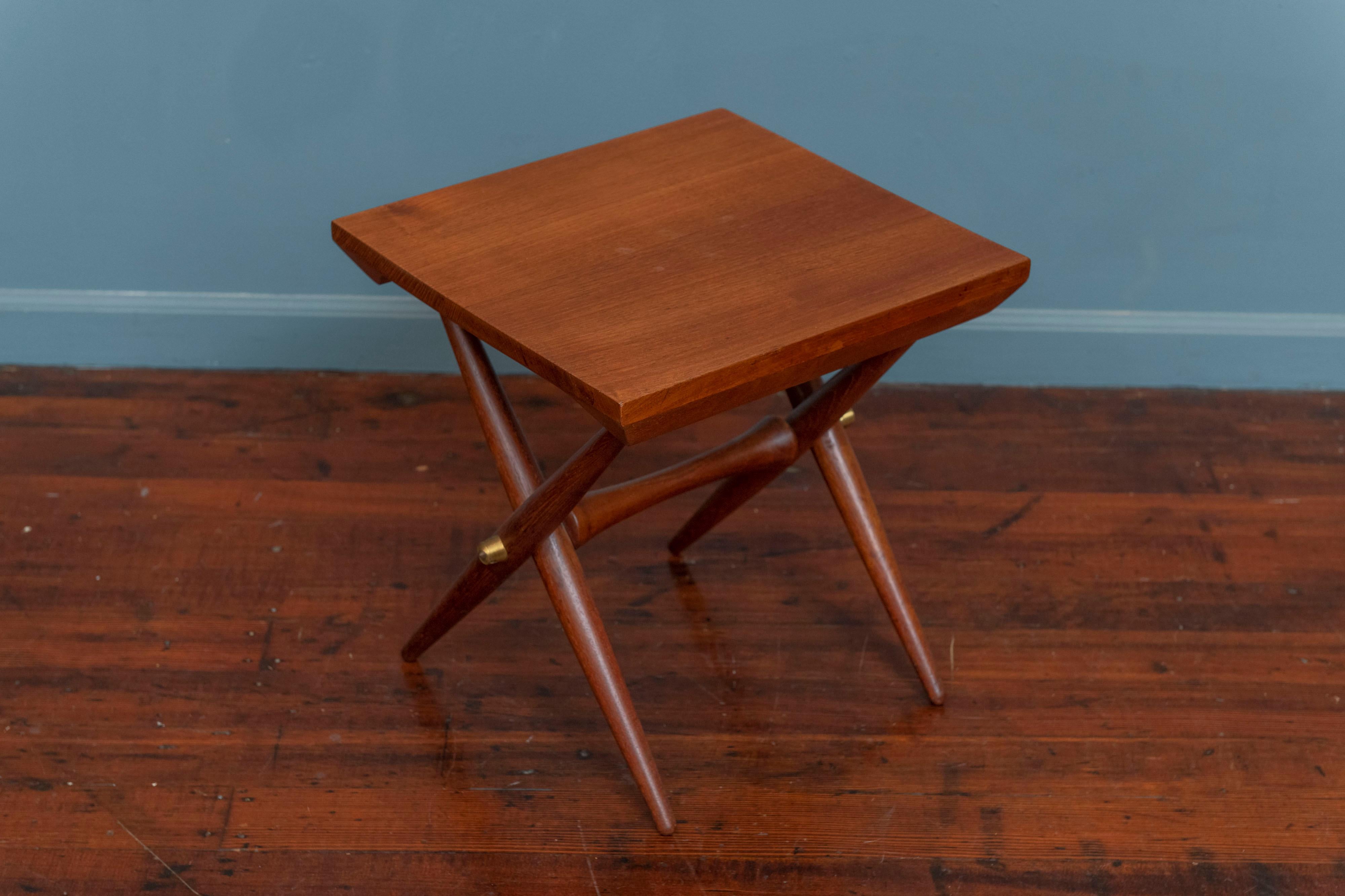 Jens Quistgaard design solid teak side table using high quality materials and attention to detail. Newly refinished and signed.