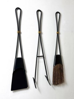 Jens Quistgaard Kaminbesteck für Dansk, Eisen und Messing Dänemark 1960er Jahre