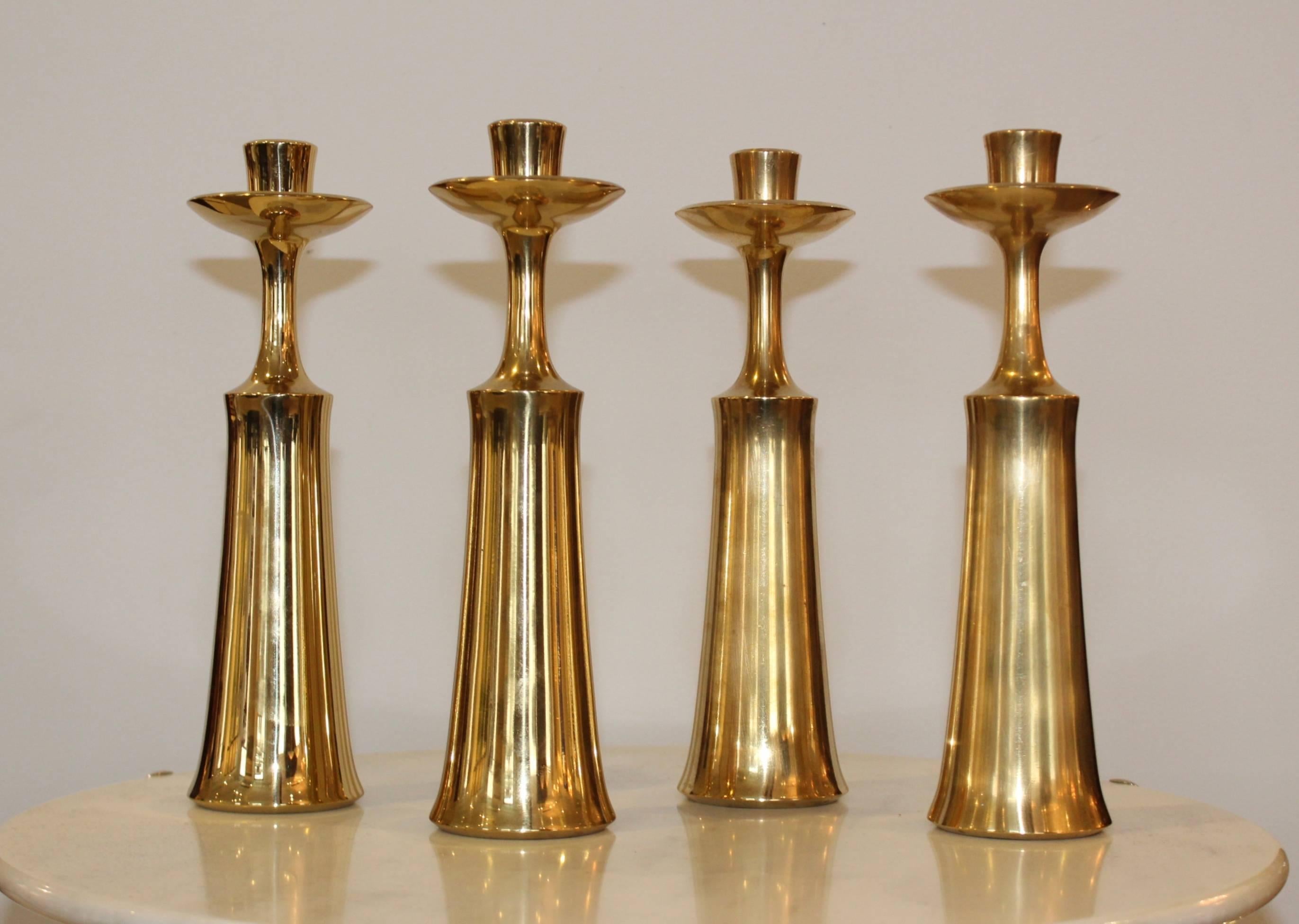 Mid-Century Modern Jens Quistgaard for Dansk Brass Candle Holders