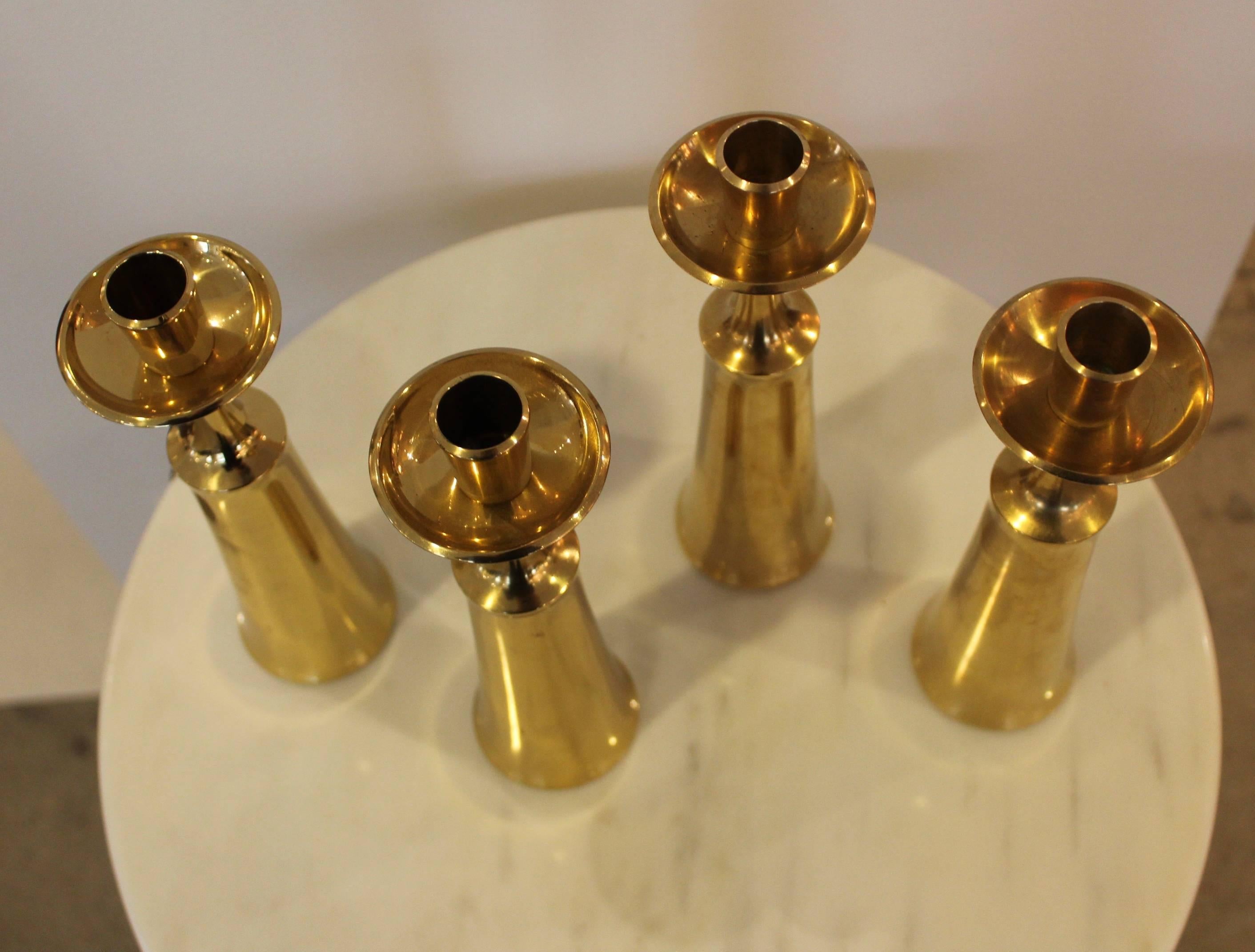 Jens Quistgaard for Dansk Brass Candle Holders In Good Condition In New York, NY