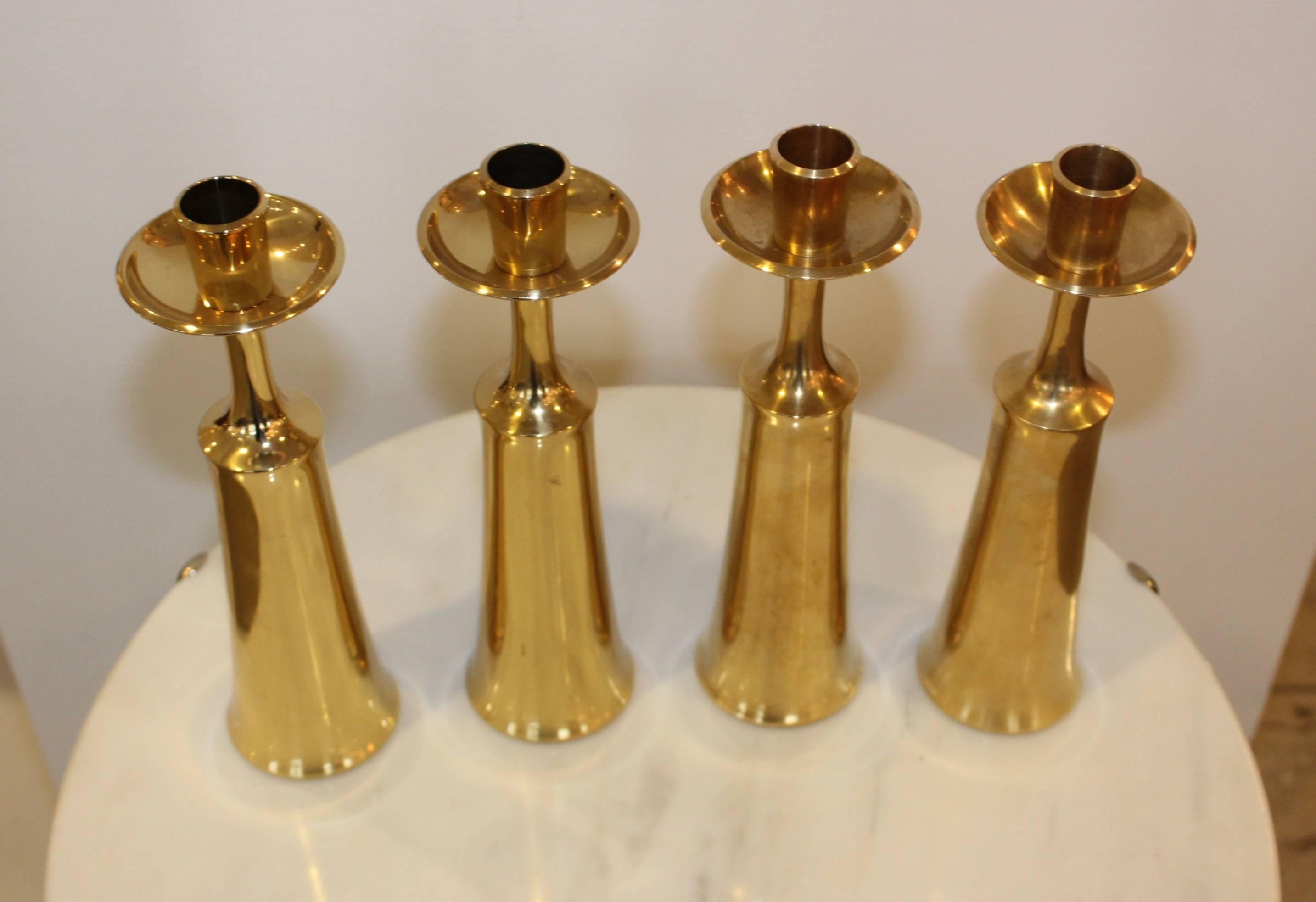 20th Century Jens Quistgaard for Dansk Brass Candle Holders