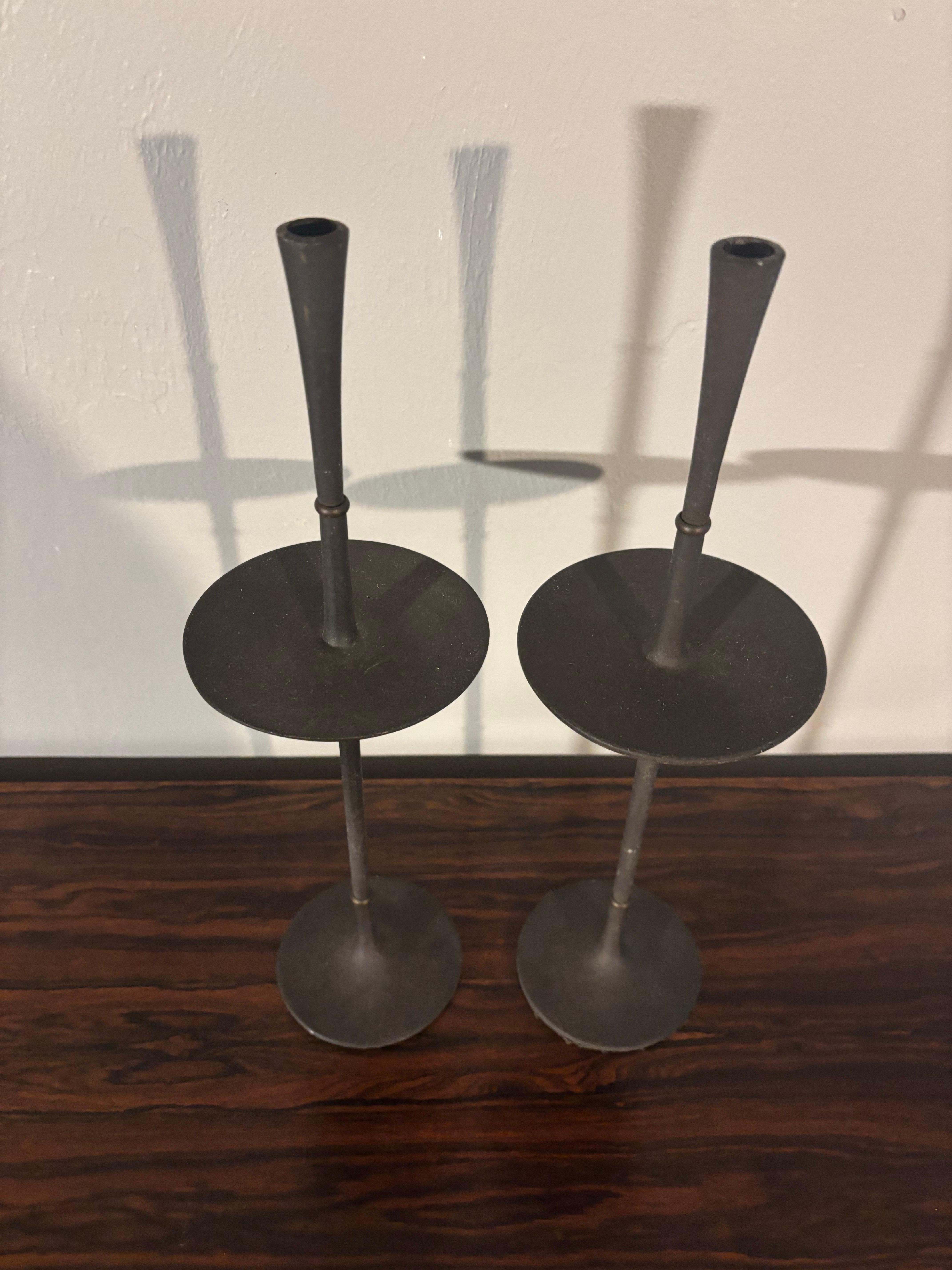 Danish Jens Quistgaard for Dansk IHQ Cast Iron Candlesticks, 1960s