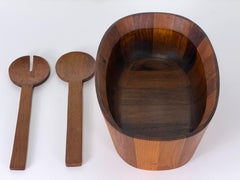 Jens Quistgaard for Dansk - Large Oval Teak Salad Bowl & Tong Servers - 1960s
