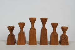 Jens Quistgaard for Dansk MCM Teak set of 6 Graduated Sizes - Candle Holders