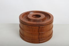 Jens Quistgaard for Dansk Staved Teak Ice Bucket with Vintage Bird Claw Tongs
