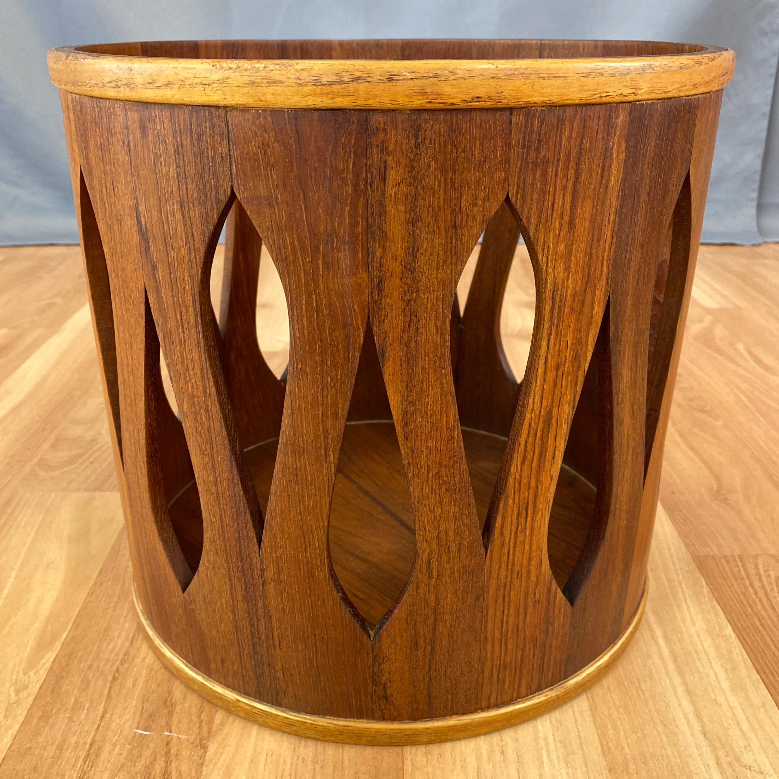 Jens Quistgaard for Dansk Staved Teak Wastebasket, Stool, or Table, Late 1950s In Good Condition In San Francisco, CA