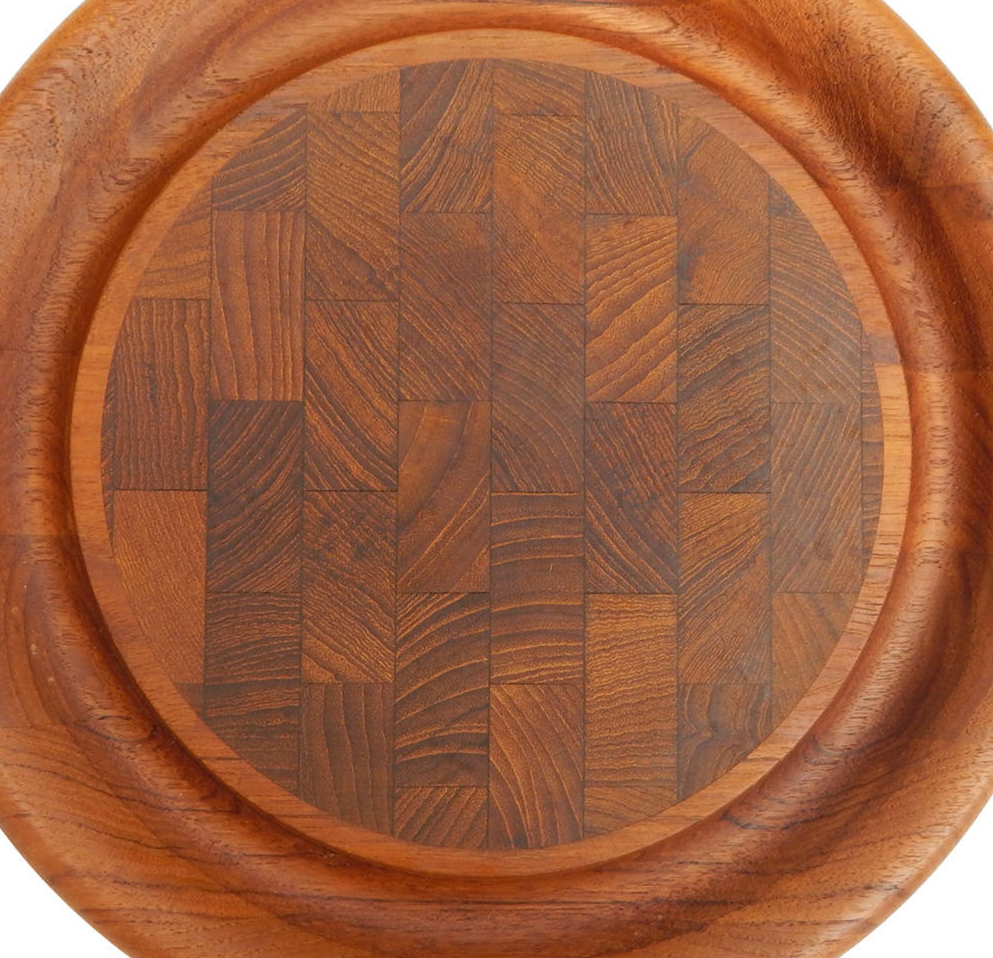 Mid-Century 1960s finely crafted teak and rosewood tray. Made in Denmark.