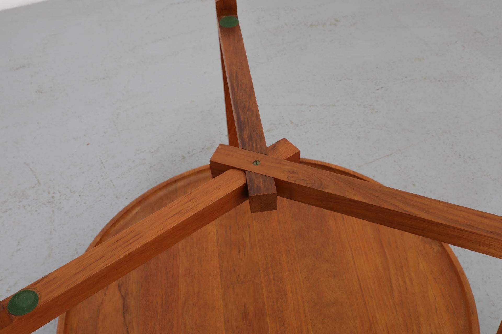 Jens Quistgaard Inspired Mid-Century 2 Tiered Danish Teak Rolling Bar Cart For Sale 12