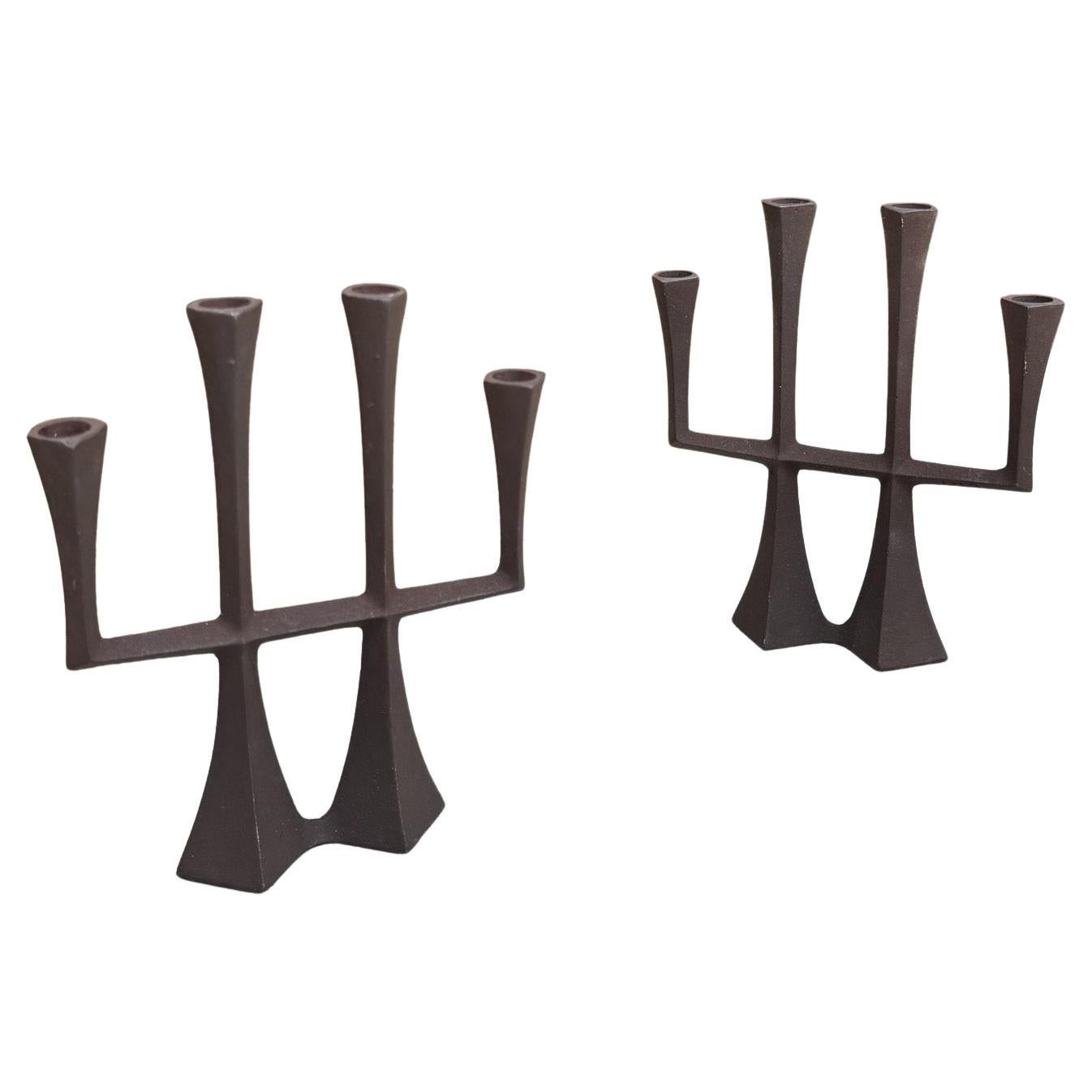 Jens Quistgaard Iron "Candelabrums" for Dansk, Denmark, 1960's For Sale